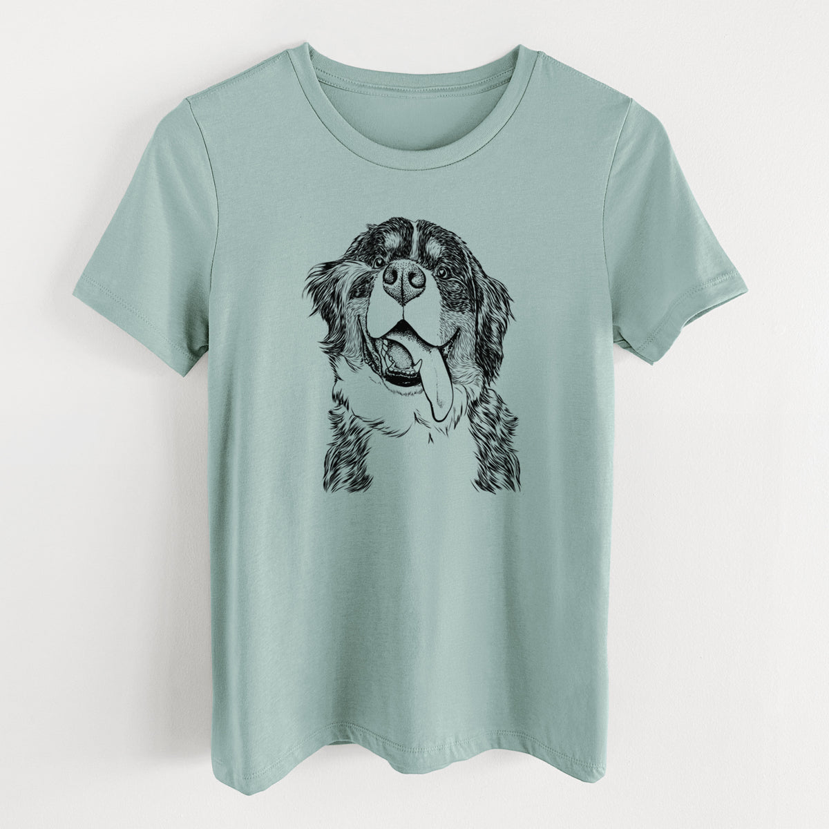 Bare Theo the Bernese Mountain Dog - Women's Lightweight Relaxed Fit 100% Cotton Crewneck