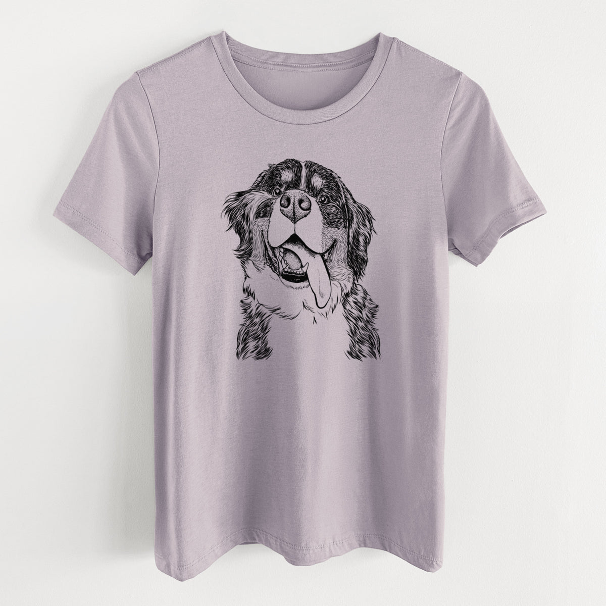 Bare Theo the Bernese Mountain Dog - Women's Lightweight Relaxed Fit 100% Cotton Crewneck
