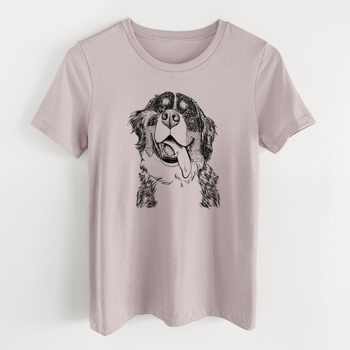 Bare Theo the Bernese Mountain Dog - Women's Lightweight Relaxed Fit 100% Cotton Crewneck