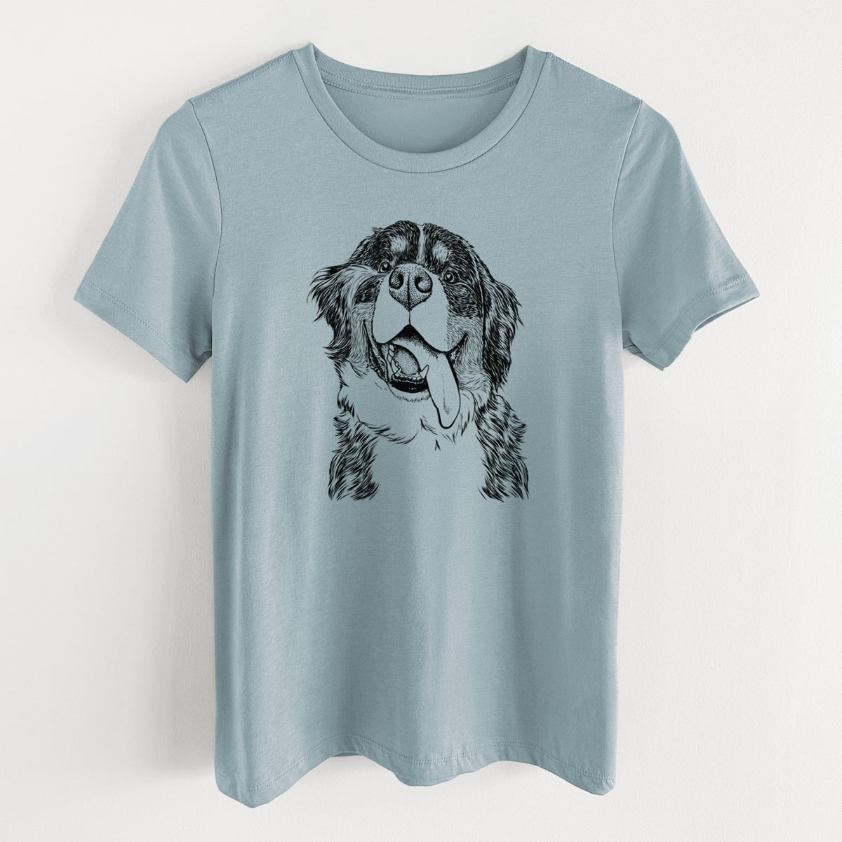 Bare Theo the Bernese Mountain Dog - Women's Lightweight Relaxed Fit 100% Cotton Crewneck