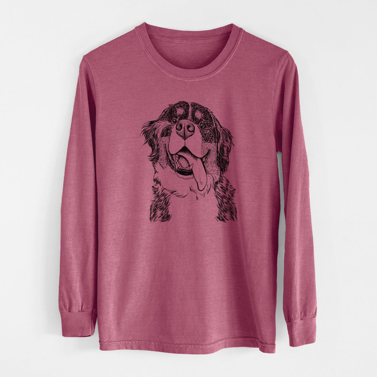 Bare Theo the Bernese Mountain Dog - Men's Heavyweight 100% Cotton Long Sleeve