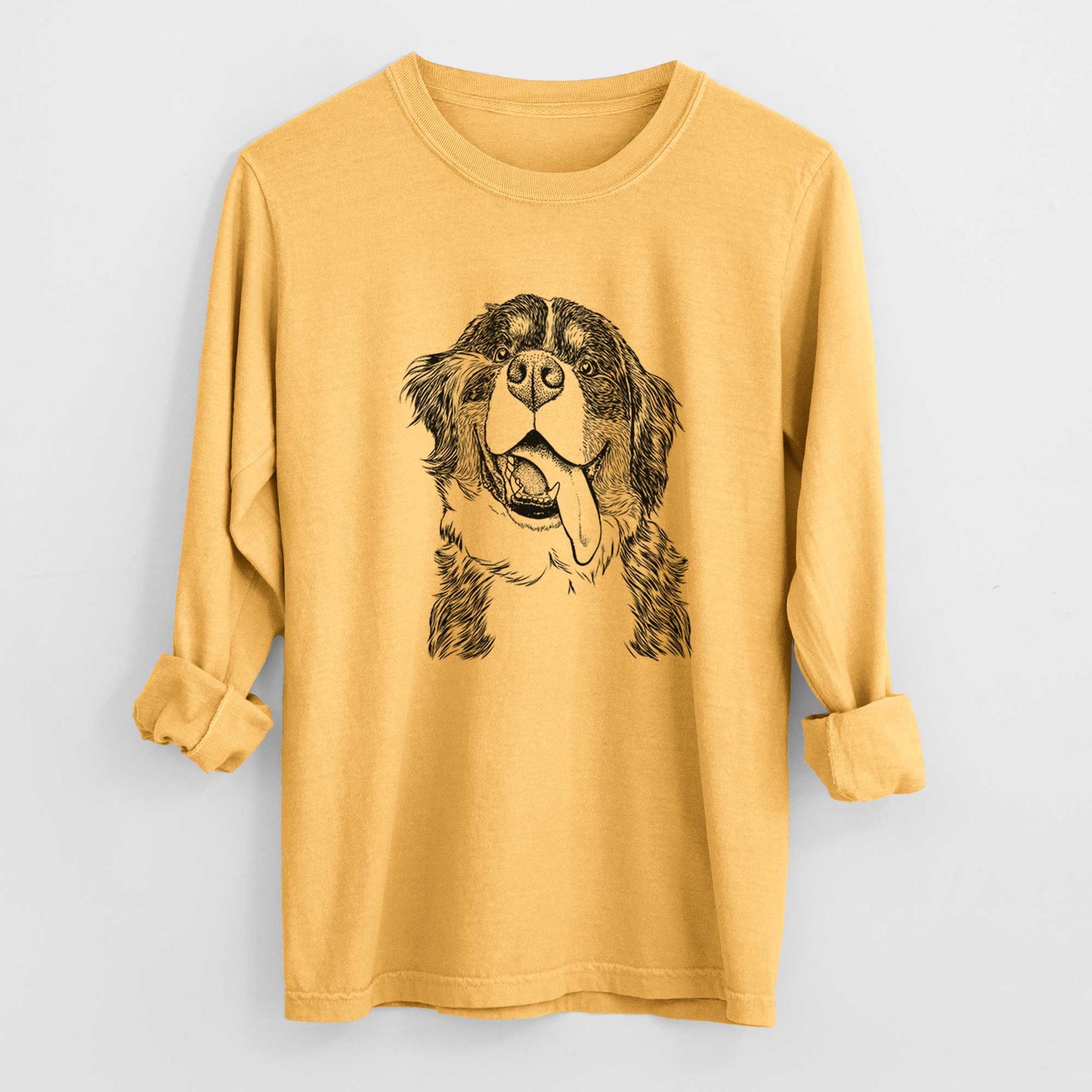 Bare Theo the Bernese Mountain Dog - Men's Heavyweight 100% Cotton Long Sleeve