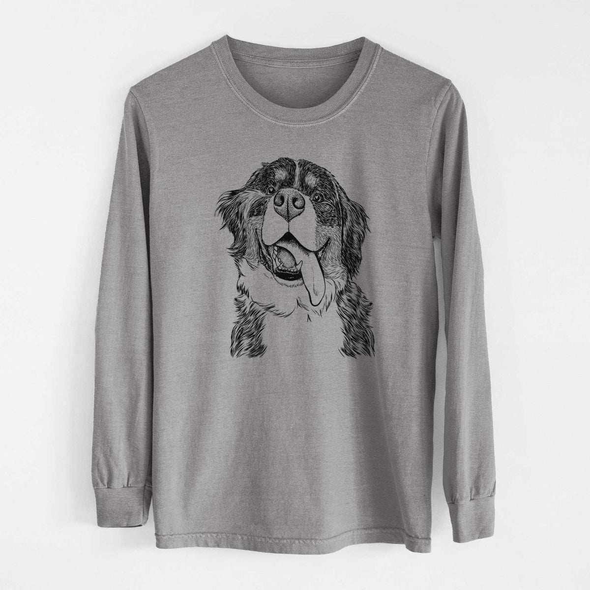 Bare Theo the Bernese Mountain Dog - Men's Heavyweight 100% Cotton Long Sleeve
