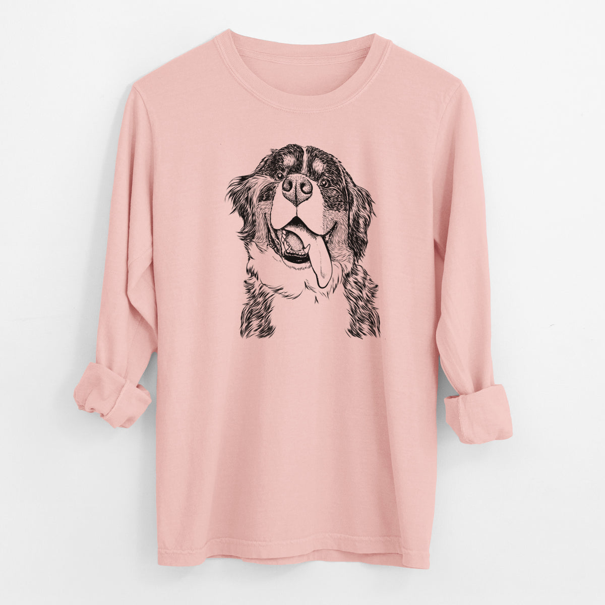 Bare Theo the Bernese Mountain Dog - Men's Heavyweight 100% Cotton Long Sleeve