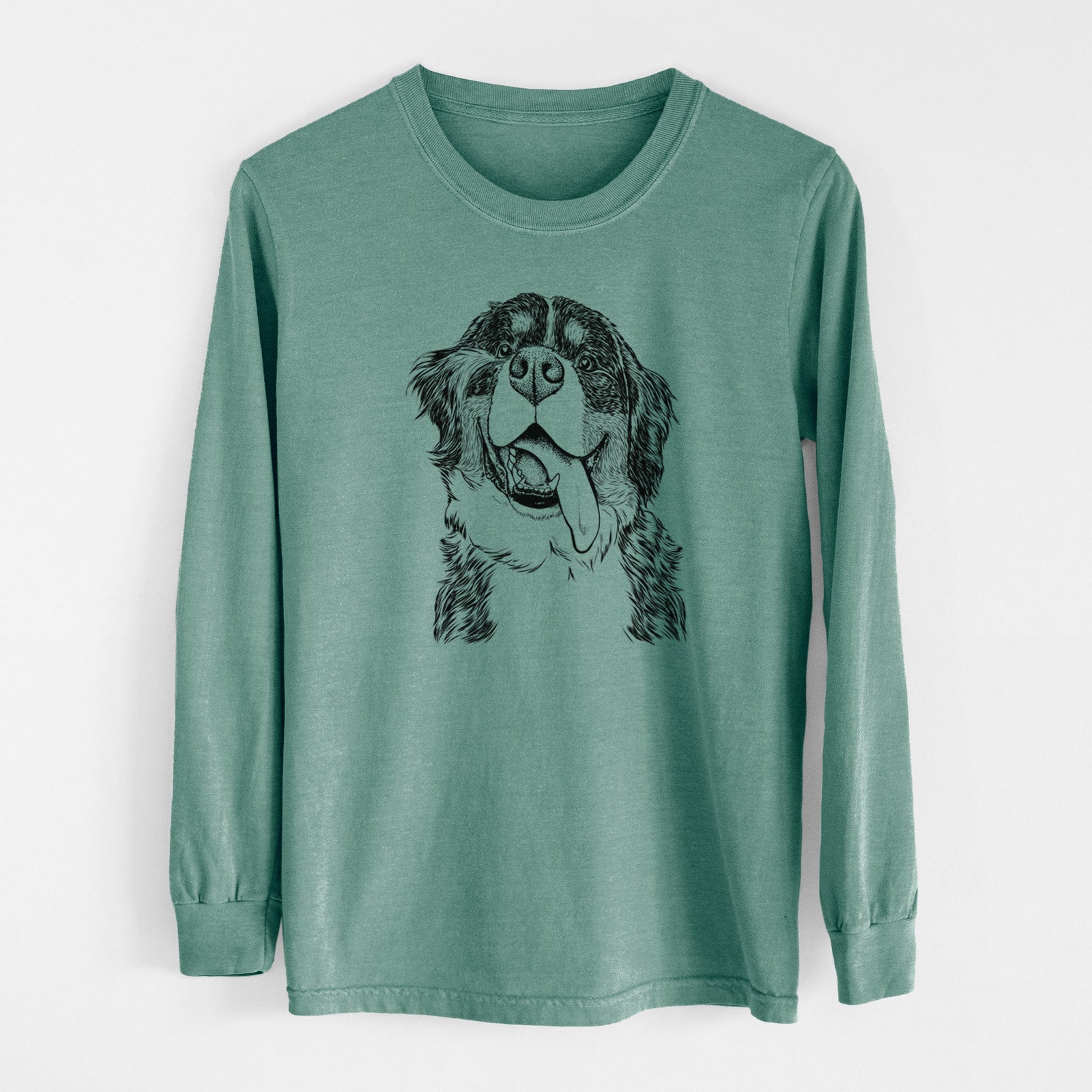 Bare Theo the Bernese Mountain Dog - Men's Heavyweight 100% Cotton Long Sleeve