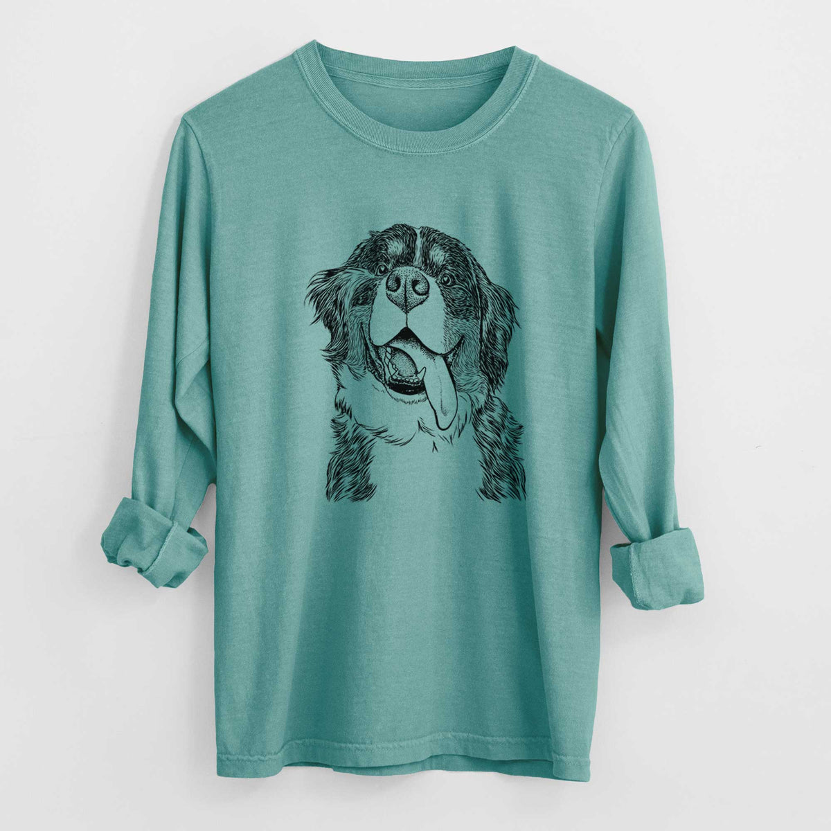Bare Theo the Bernese Mountain Dog - Men's Heavyweight 100% Cotton Long Sleeve