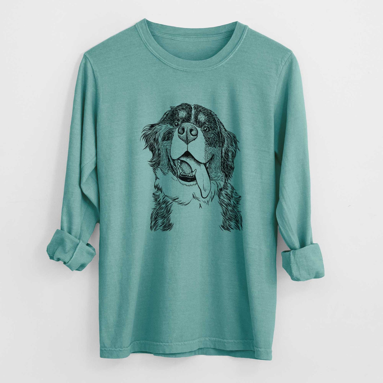 Bare Theo the Bernese Mountain Dog - Men's Heavyweight 100% Cotton Long Sleeve