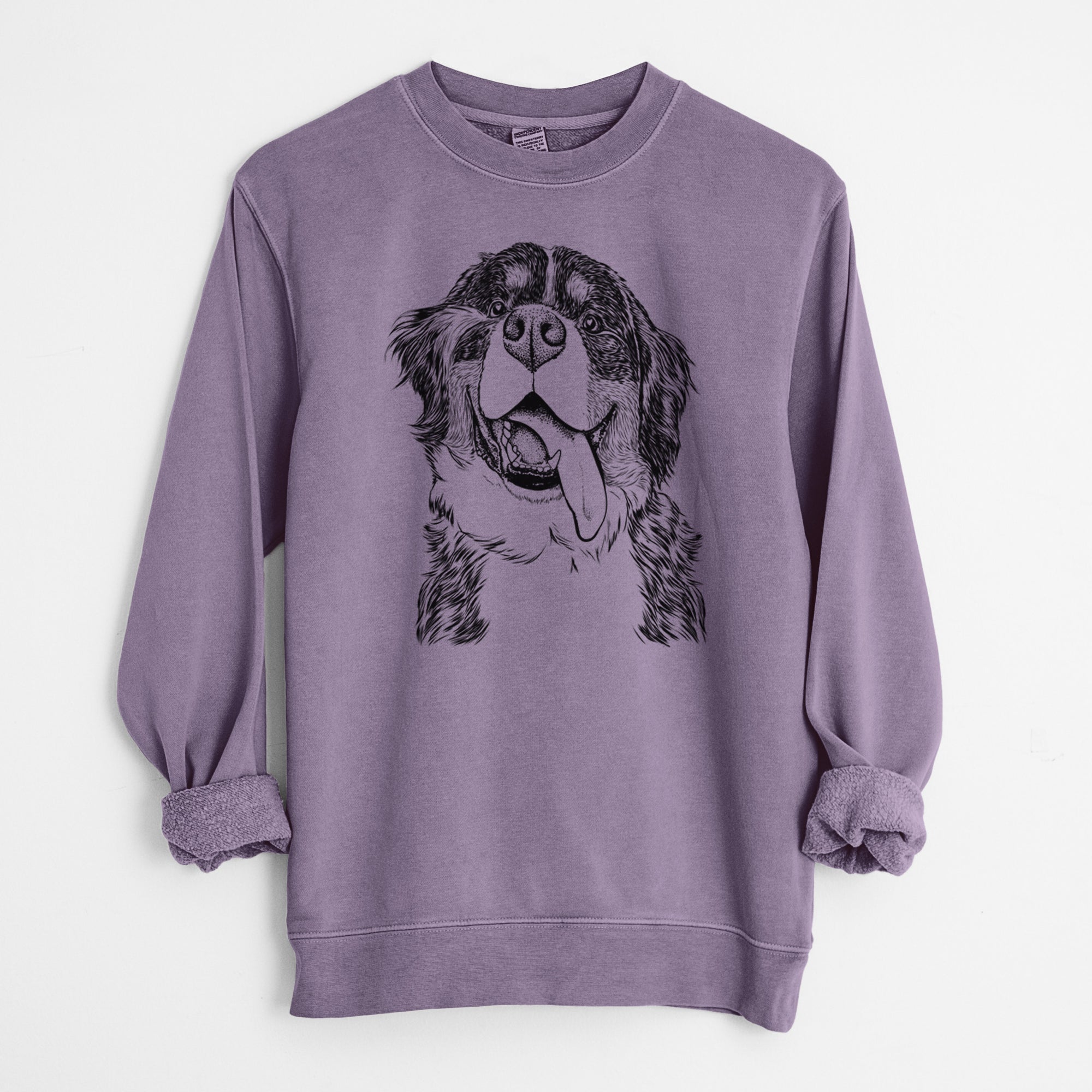 Bare Theo the Bernese Mountain Dog - Unisex Pigment Dyed Crew Sweatshirt