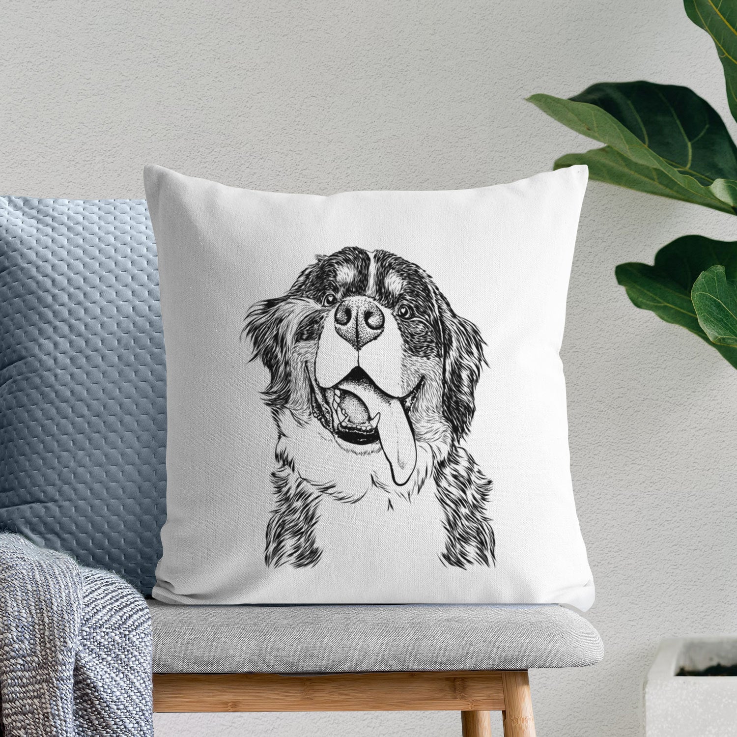 Theo the Bernese Mountain Dog - Throw Pillow Cover