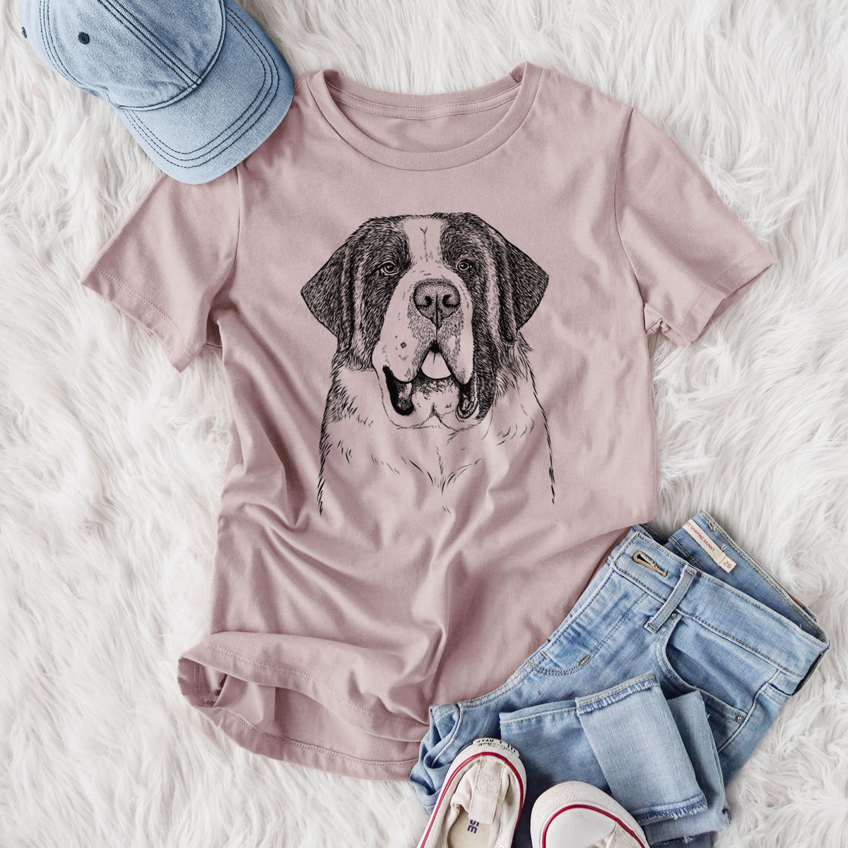 Bare Thor the Saint Bernard - Women's Lightweight Relaxed Fit 100% Cotton Crewneck