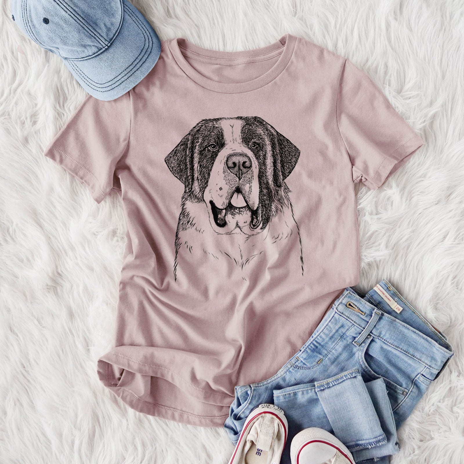 Bare Thor the Saint Bernard - Women's Lightweight Relaxed Fit 100% Cotton Crewneck