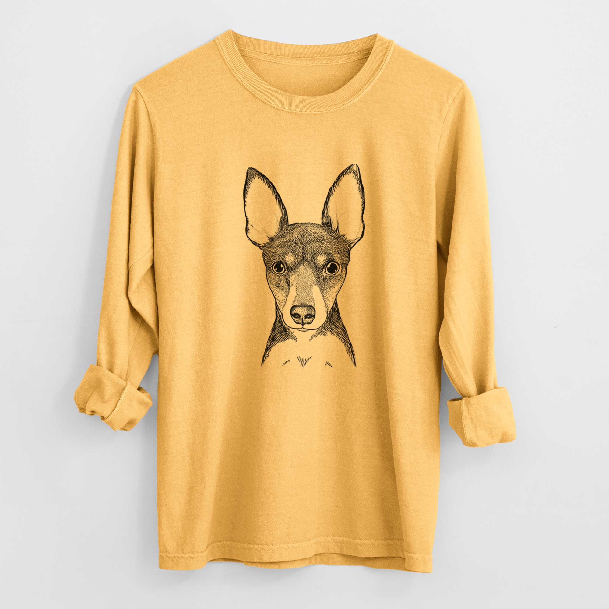 Bare Tiny the Toy Fox Terrier - Men's Heavyweight 100% Cotton Long Sleeve