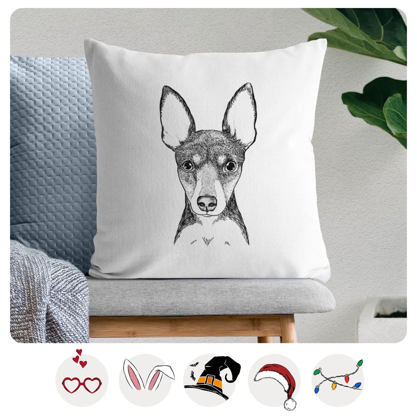 Tiny the Toy Fox Terrier - Throw Pillow Cover