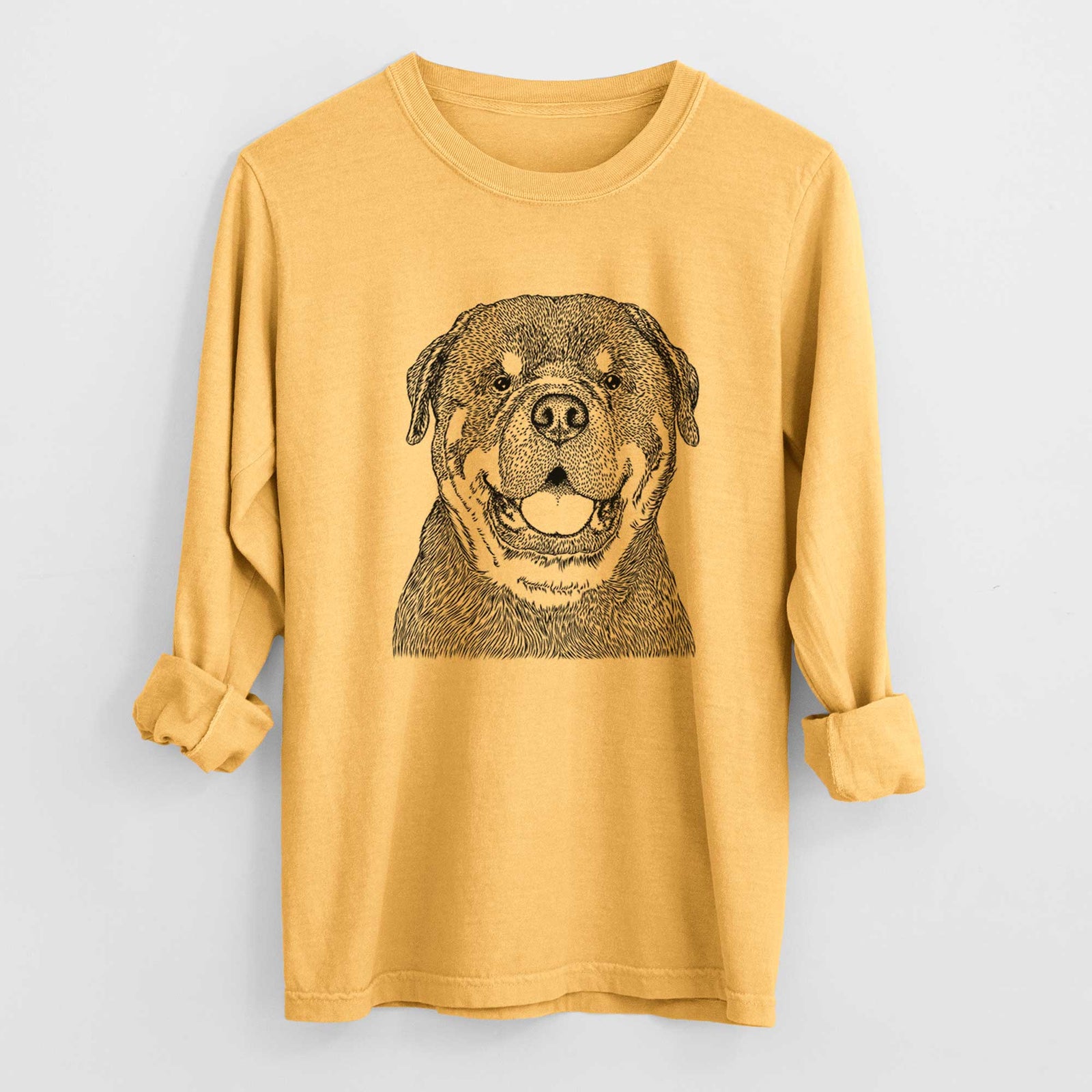 Bare Titan the Rottweiler - Men's Heavyweight 100% Cotton Long Sleeve