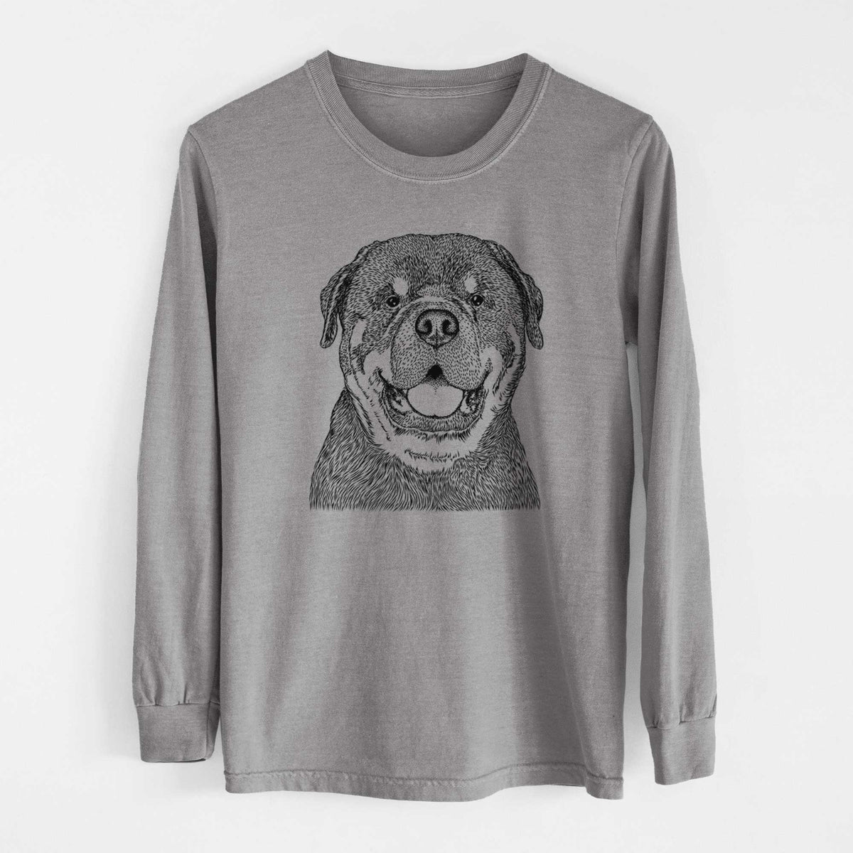 Bare Titan the Rottweiler - Men's Heavyweight 100% Cotton Long Sleeve