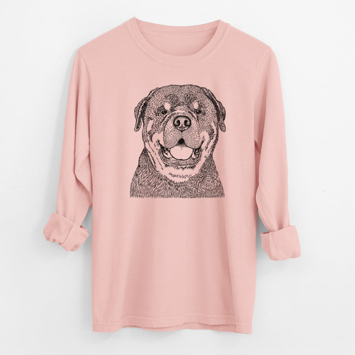 Bare Titan the Rottweiler - Men's Heavyweight 100% Cotton Long Sleeve