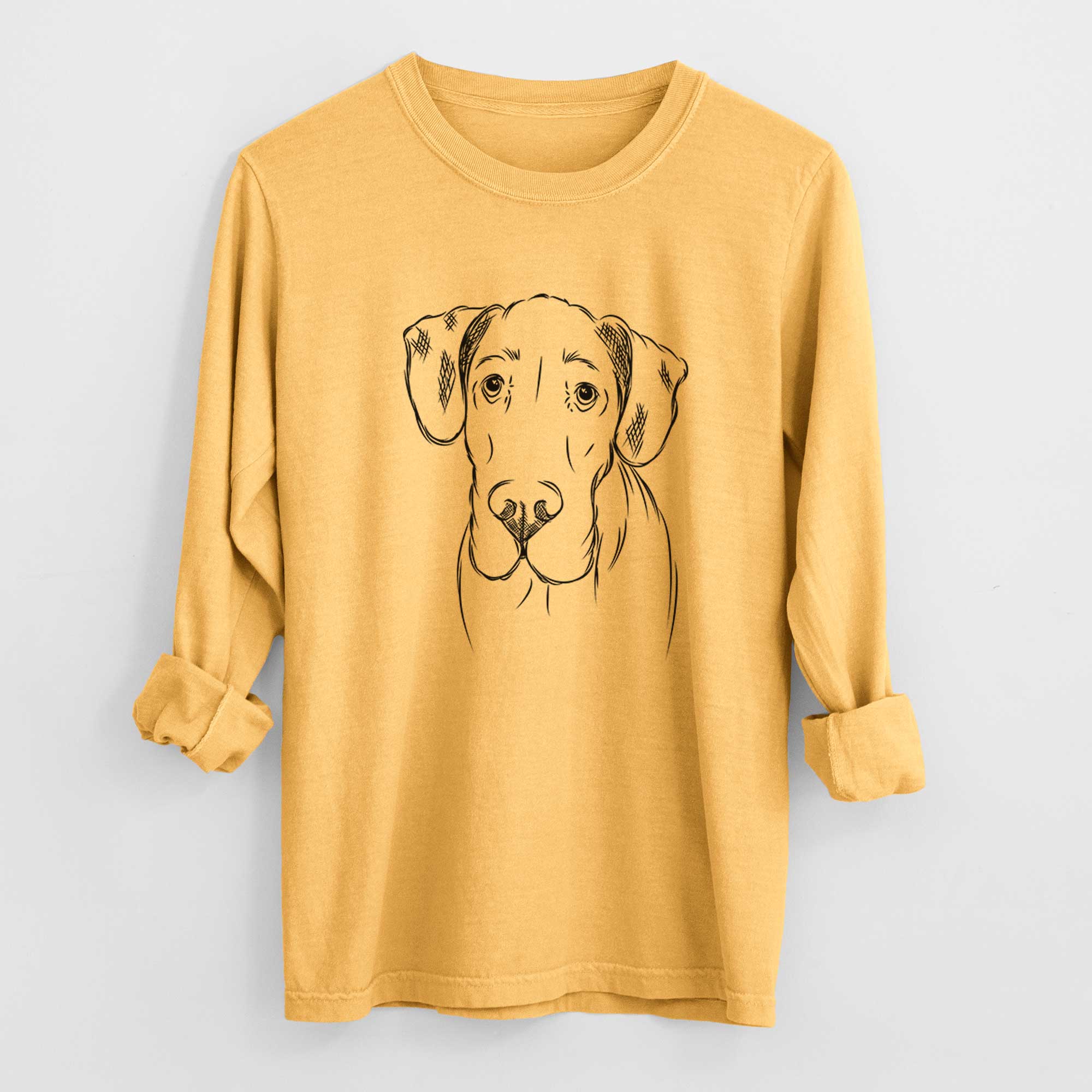 Bare Titus the Great Dane - Men's Heavyweight 100% Cotton Long Sleeve