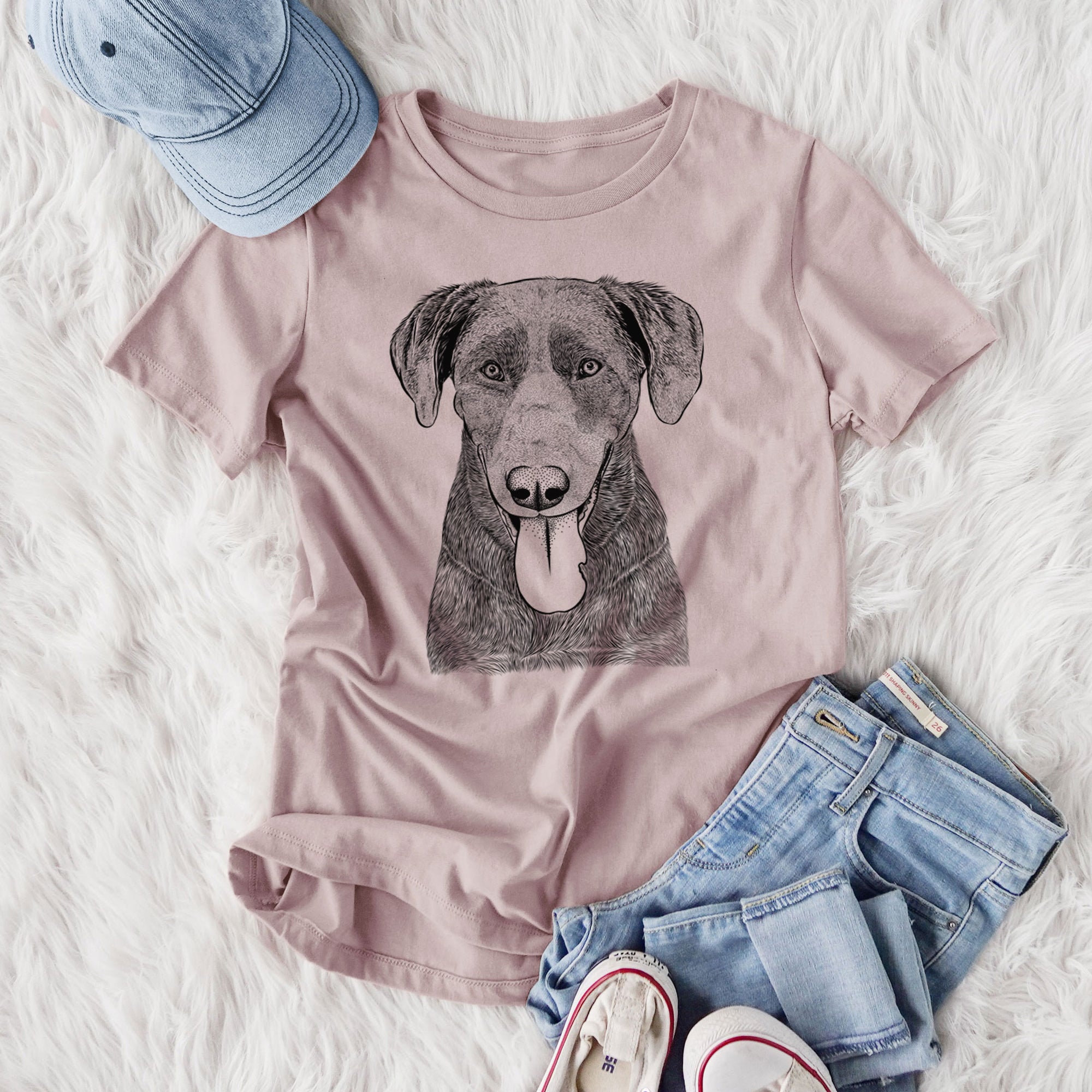 Bare Tobes the Chocolate Lab - Women's Lightweight Relaxed Fit 100% Cotton Crewneck