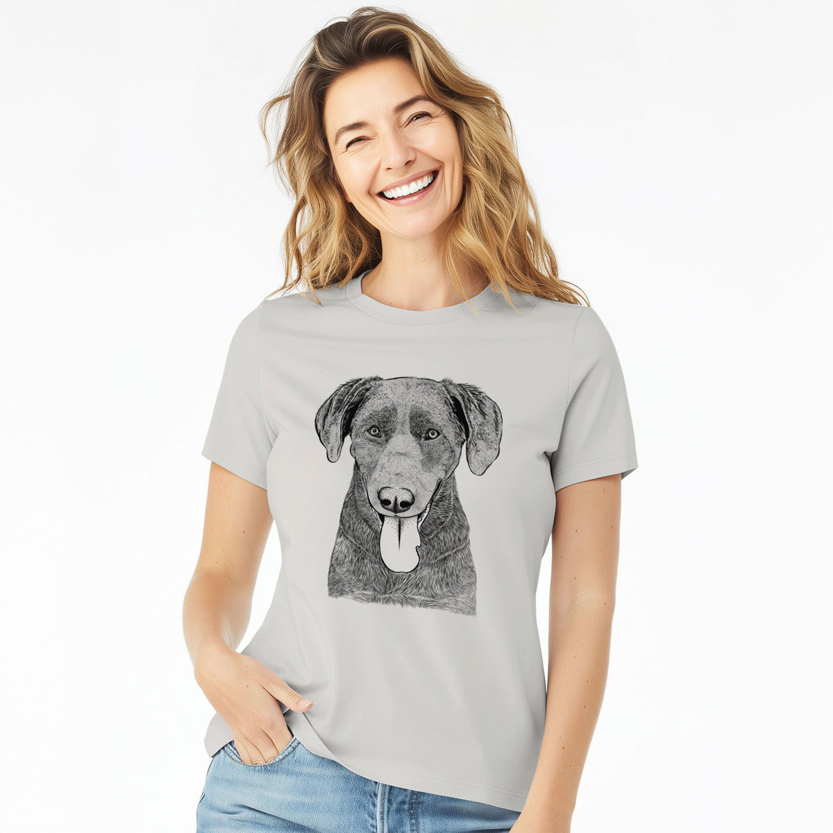 Bare Tobes the Chocolate Lab - Women's Lightweight Relaxed Fit 100% Cotton Crewneck