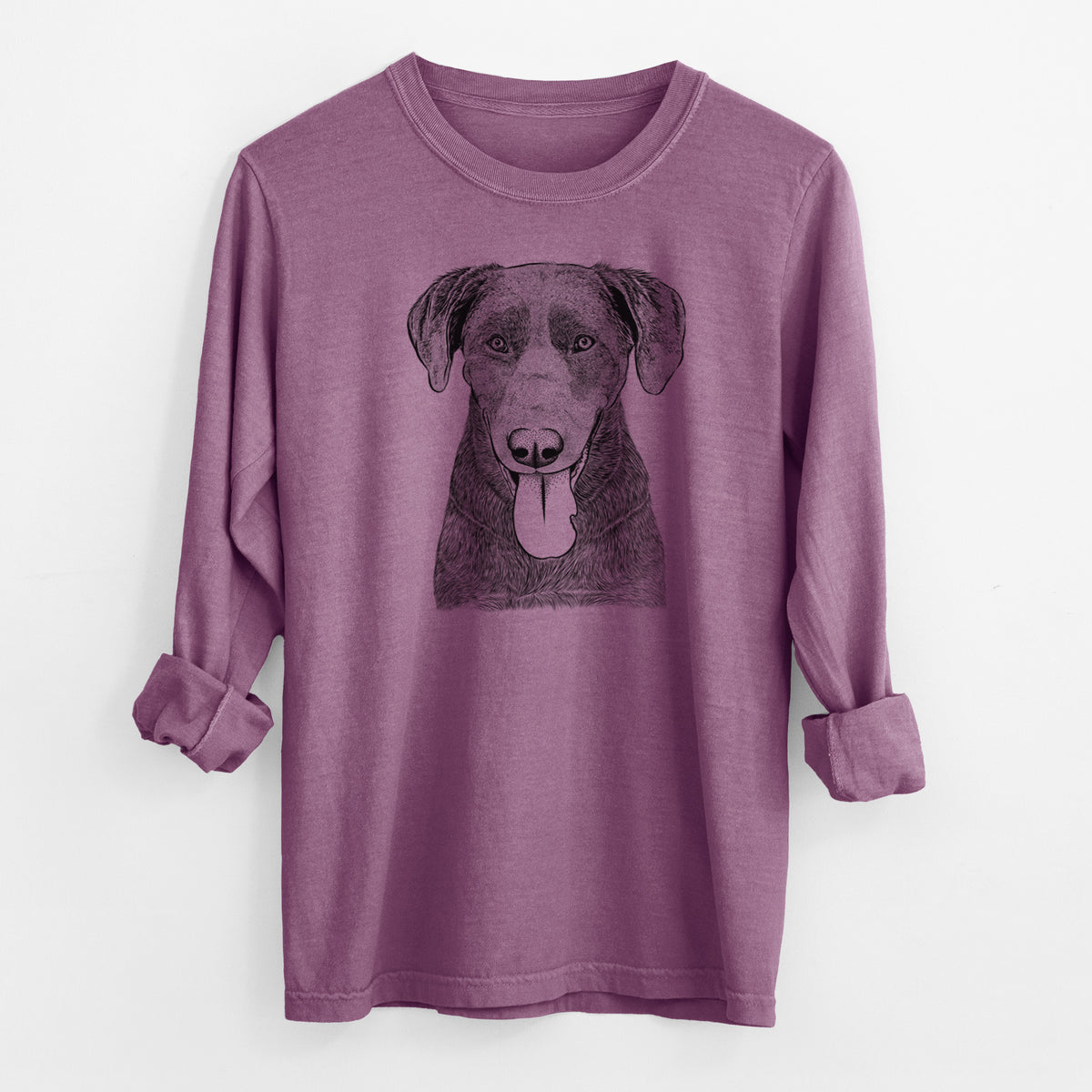 Bare Tobes the Chocolate Lab - Men's Heavyweight 100% Cotton Long Sleeve