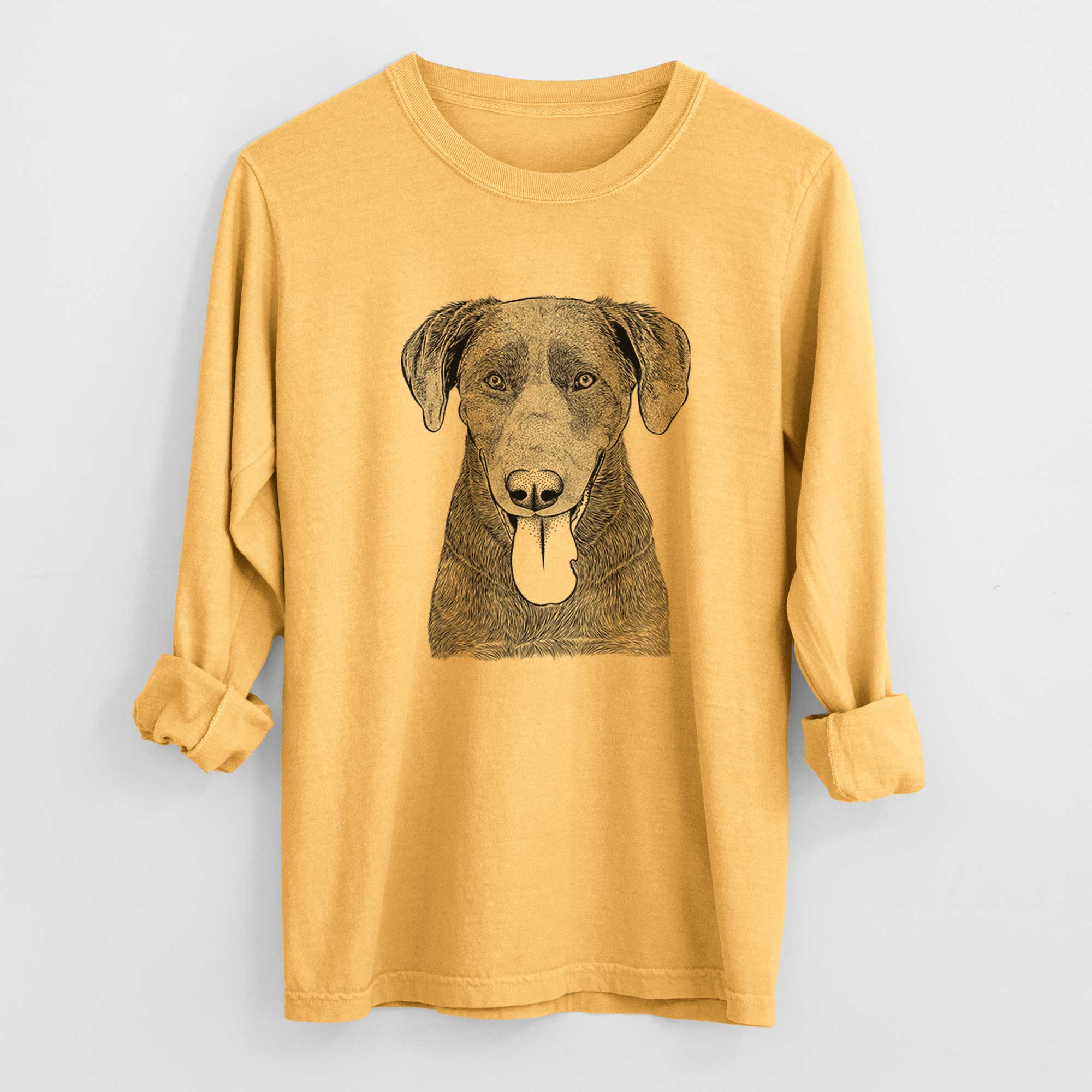 Bare Tobes the Chocolate Lab - Men's Heavyweight 100% Cotton Long Sleeve