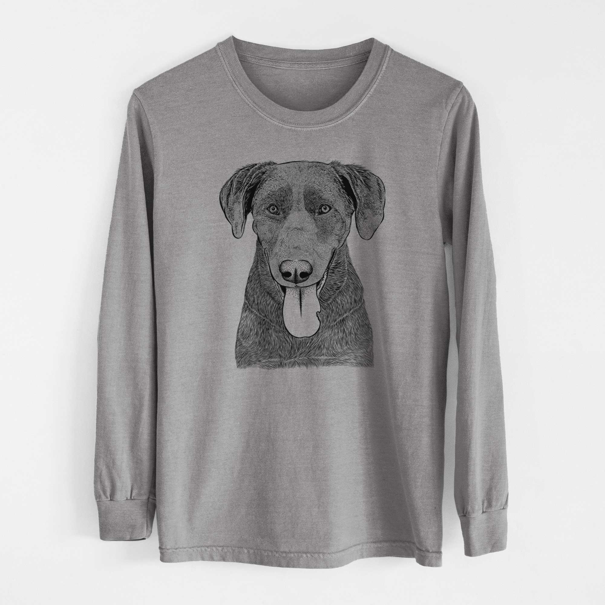 Bare Tobes the Chocolate Lab - Men's Heavyweight 100% Cotton Long Sleeve