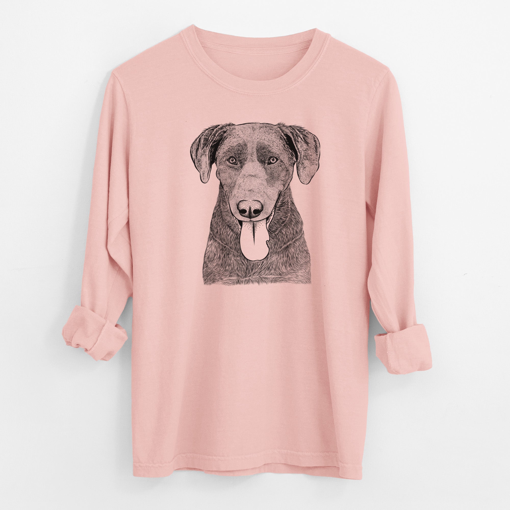 Bare Tobes the Chocolate Lab - Men's Heavyweight 100% Cotton Long Sleeve