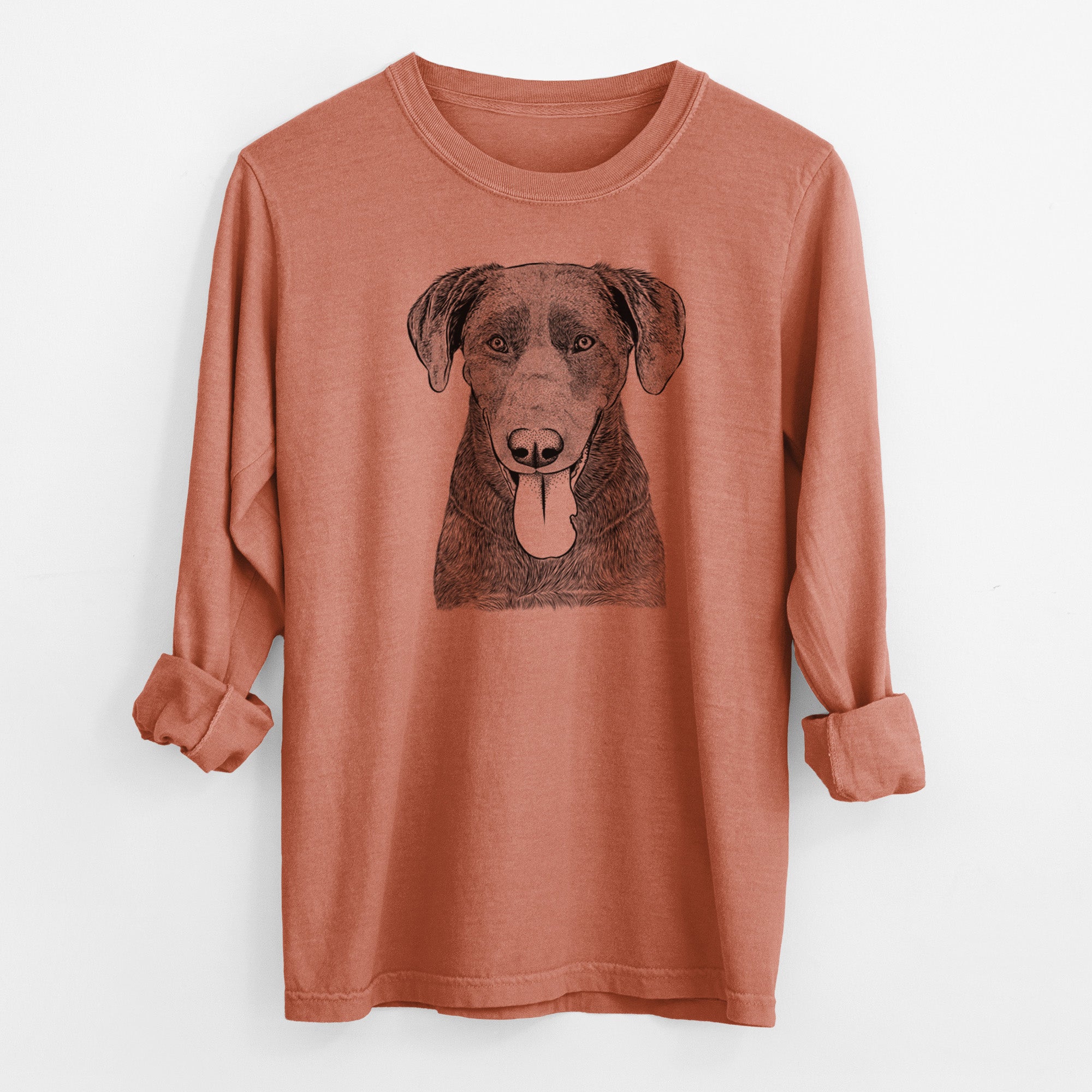 Bare Tobes the Chocolate Lab - Men's Heavyweight 100% Cotton Long Sleeve