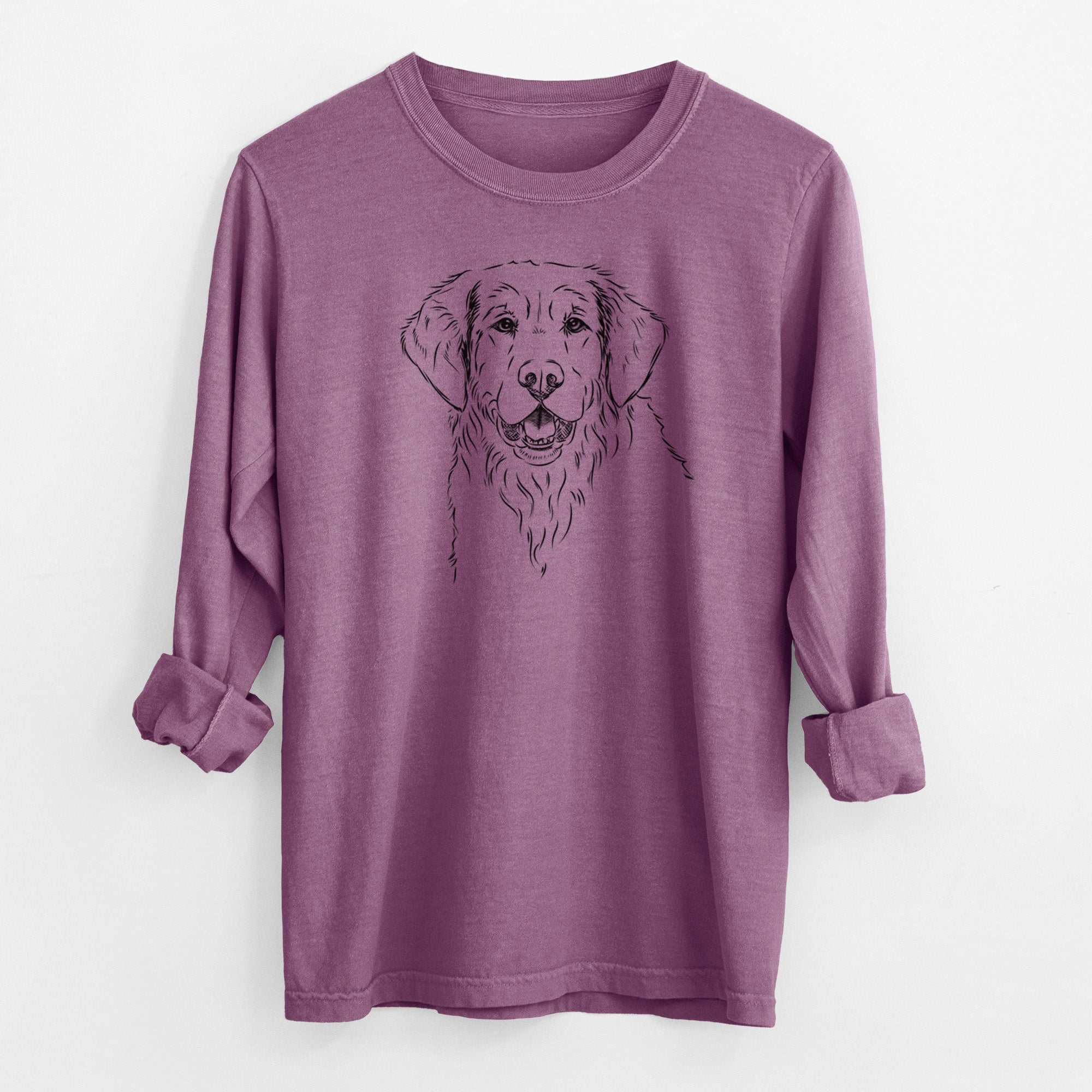 Bare Toby the Golden Retriever - Men's Heavyweight 100% Cotton Long Sleeve