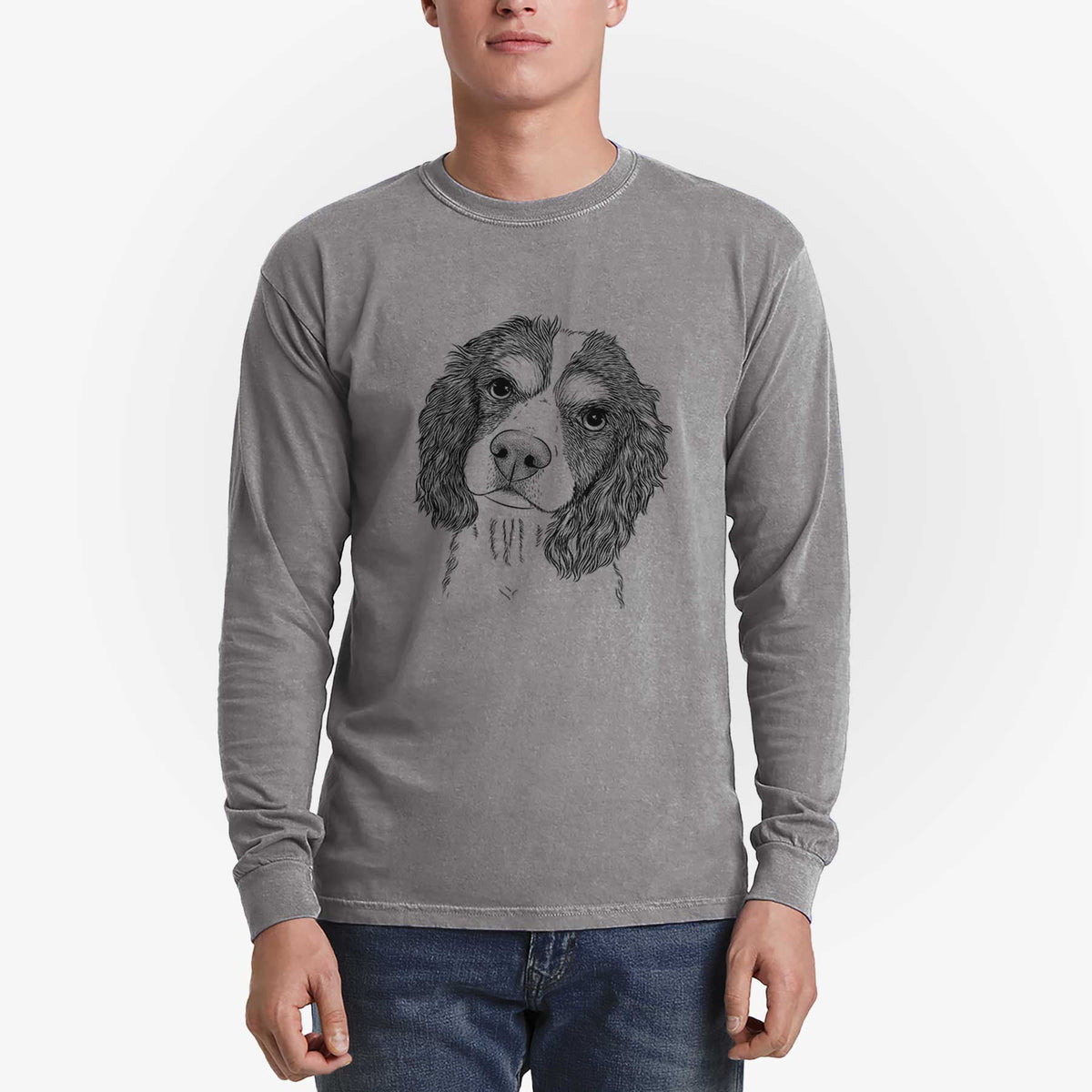 Bare Truman the Cavalier King Charles Spaniel - Men's Heavyweight 100% Cotton Long Sleeve