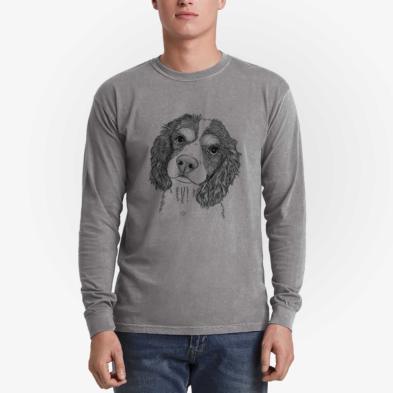 Bare Truman the Cavalier King Charles Spaniel - Men's Heavyweight 100% Cotton Long Sleeve