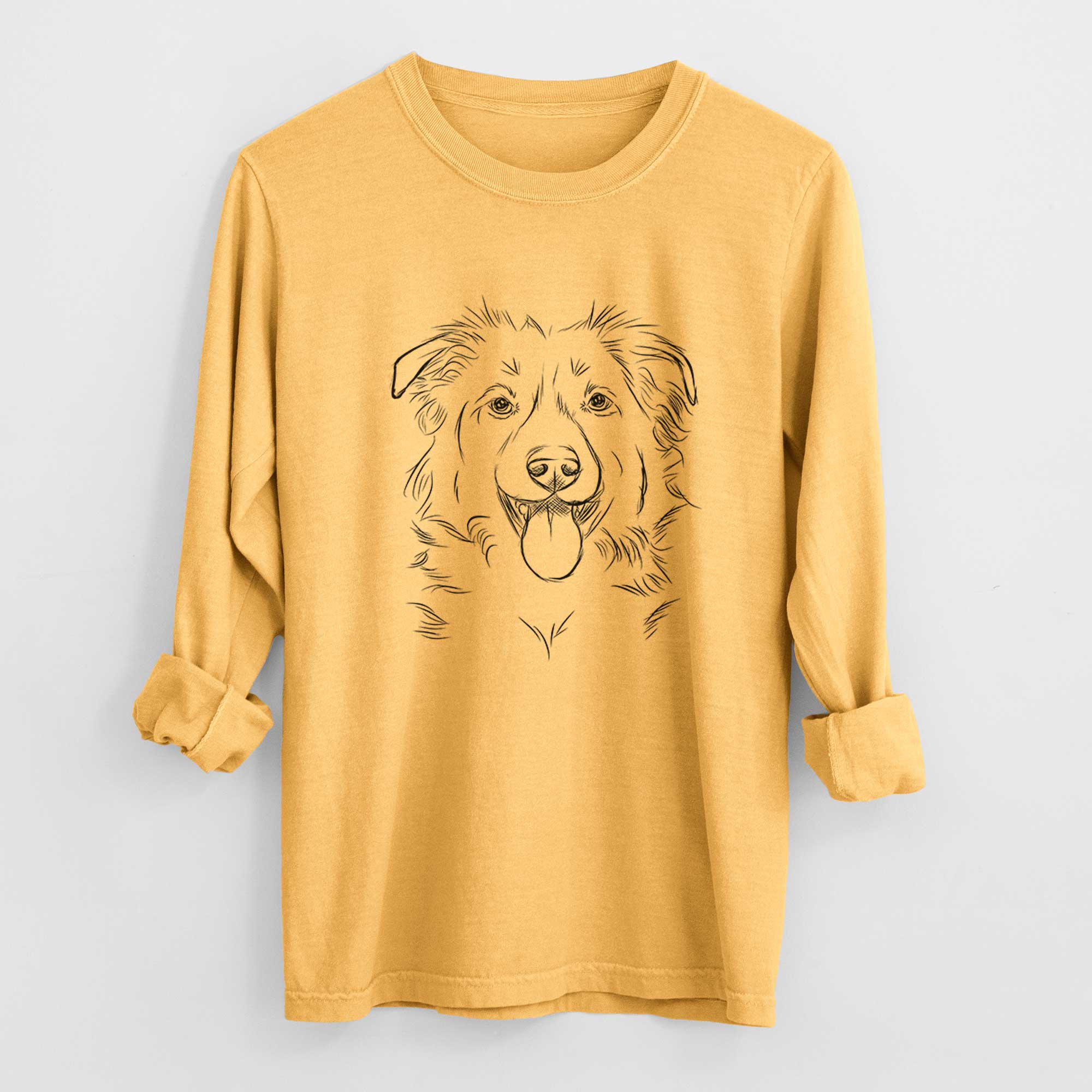 Bare Tucker the Collie Shepherd - Men's Heavyweight 100% Cotton Long Sleeve