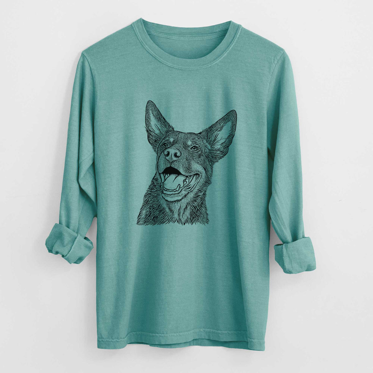 Bare Tucker the Australian Kelpie - Men&#39;s Heavyweight 100% Cotton Long Sleeve