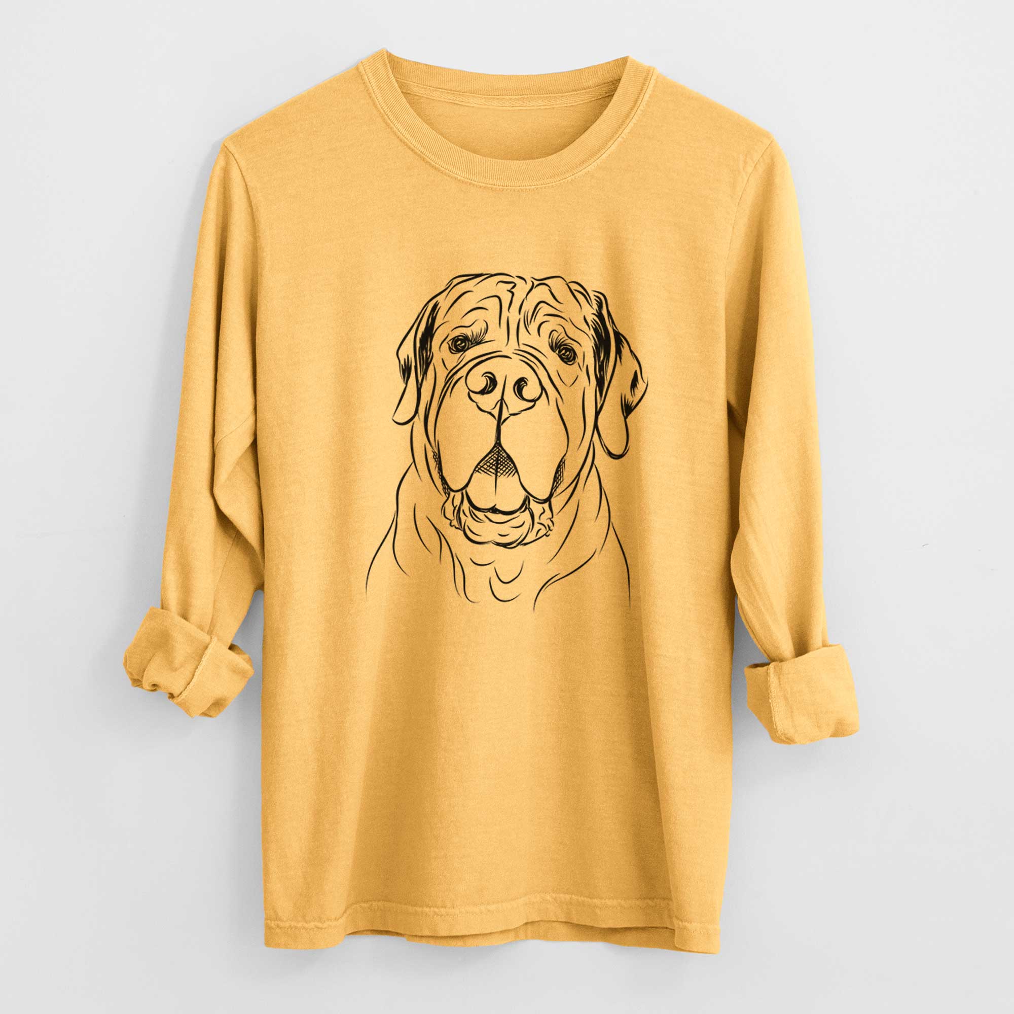 Bare Tufton the English Mastiff - Men's Heavyweight 100% Cotton Long Sleeve