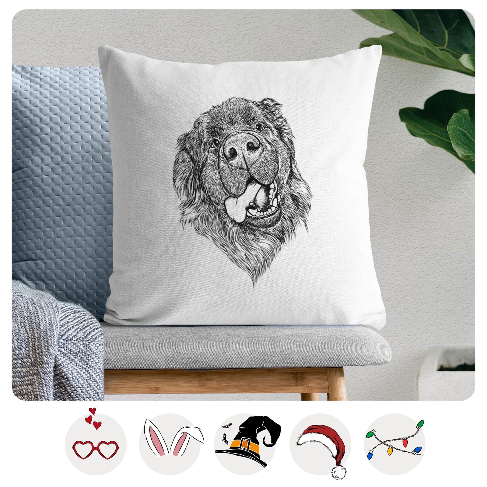 Tuna the Newfoundland - Throw Pillow Cover