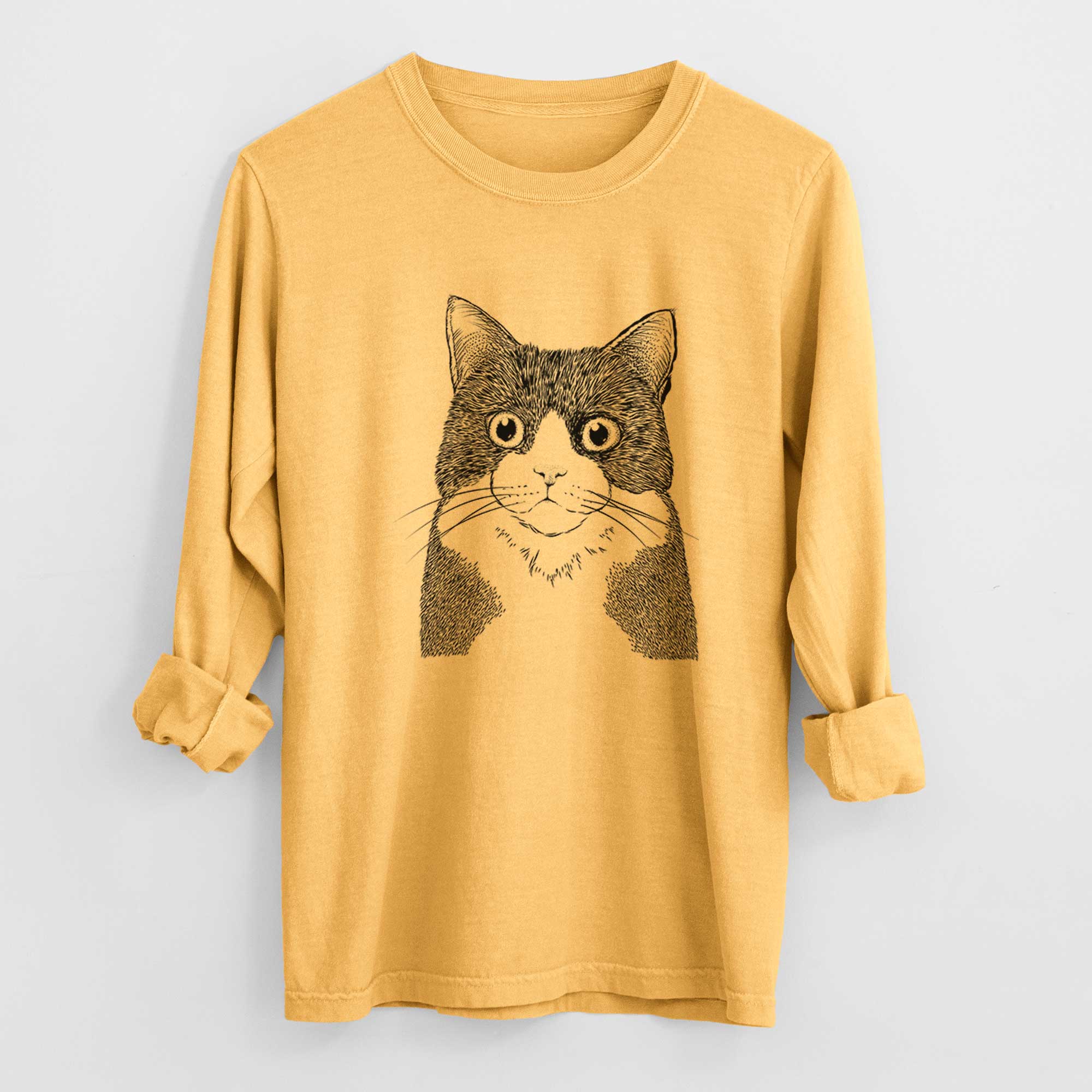 Bare Tux the Tuxedo Cat - Men's Heavyweight 100% Cotton Long Sleeve