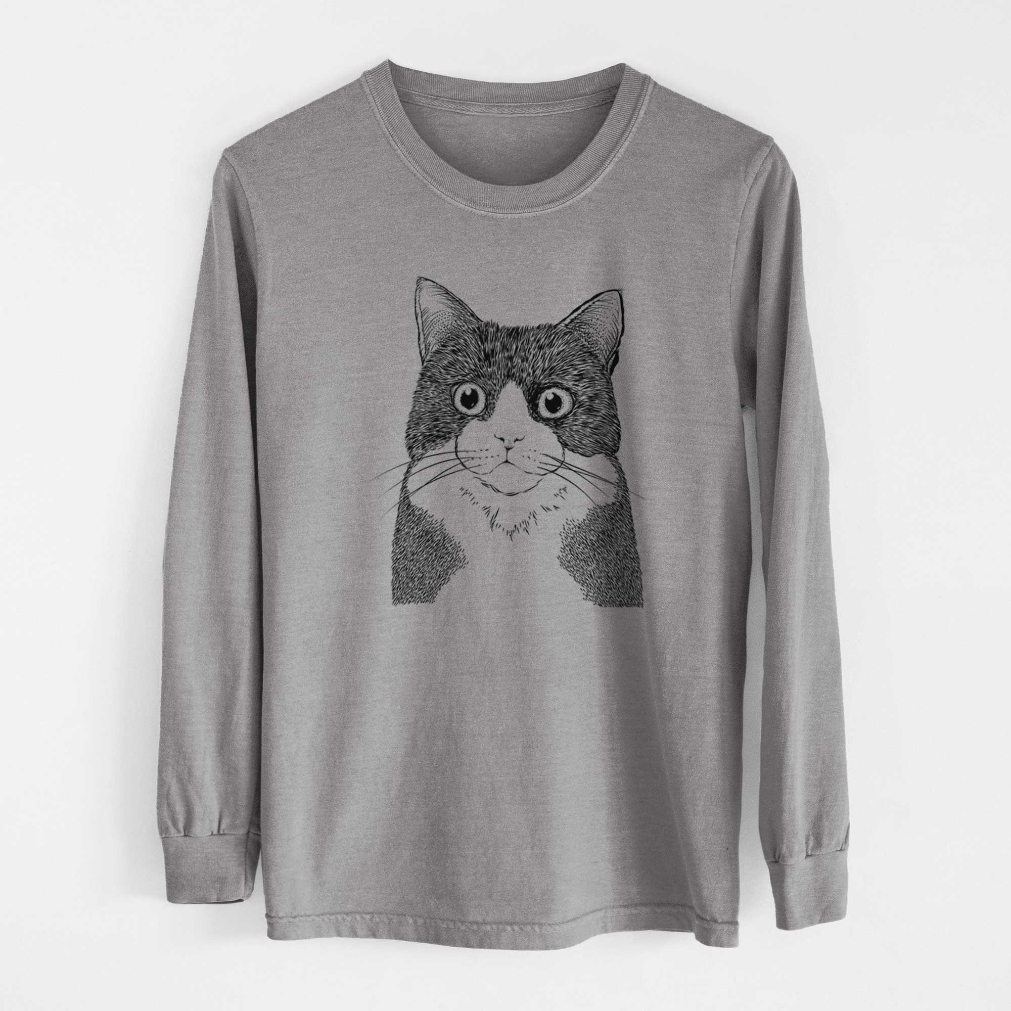 Bare Tux the Tuxedo Cat - Men's Heavyweight 100% Cotton Long Sleeve