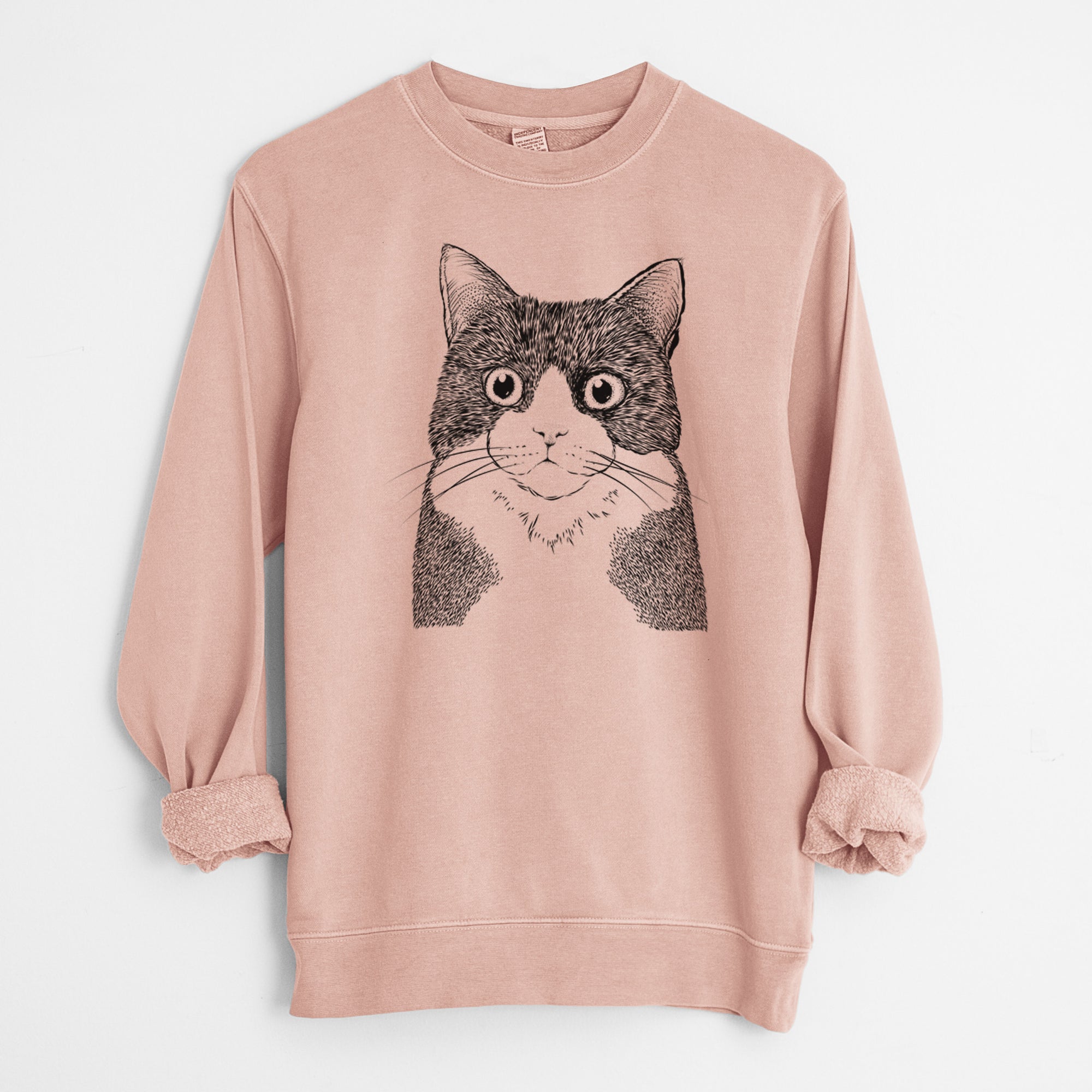 Bare Tux the Tuxedo Cat - Unisex Pigment Dyed Crew Sweatshirt