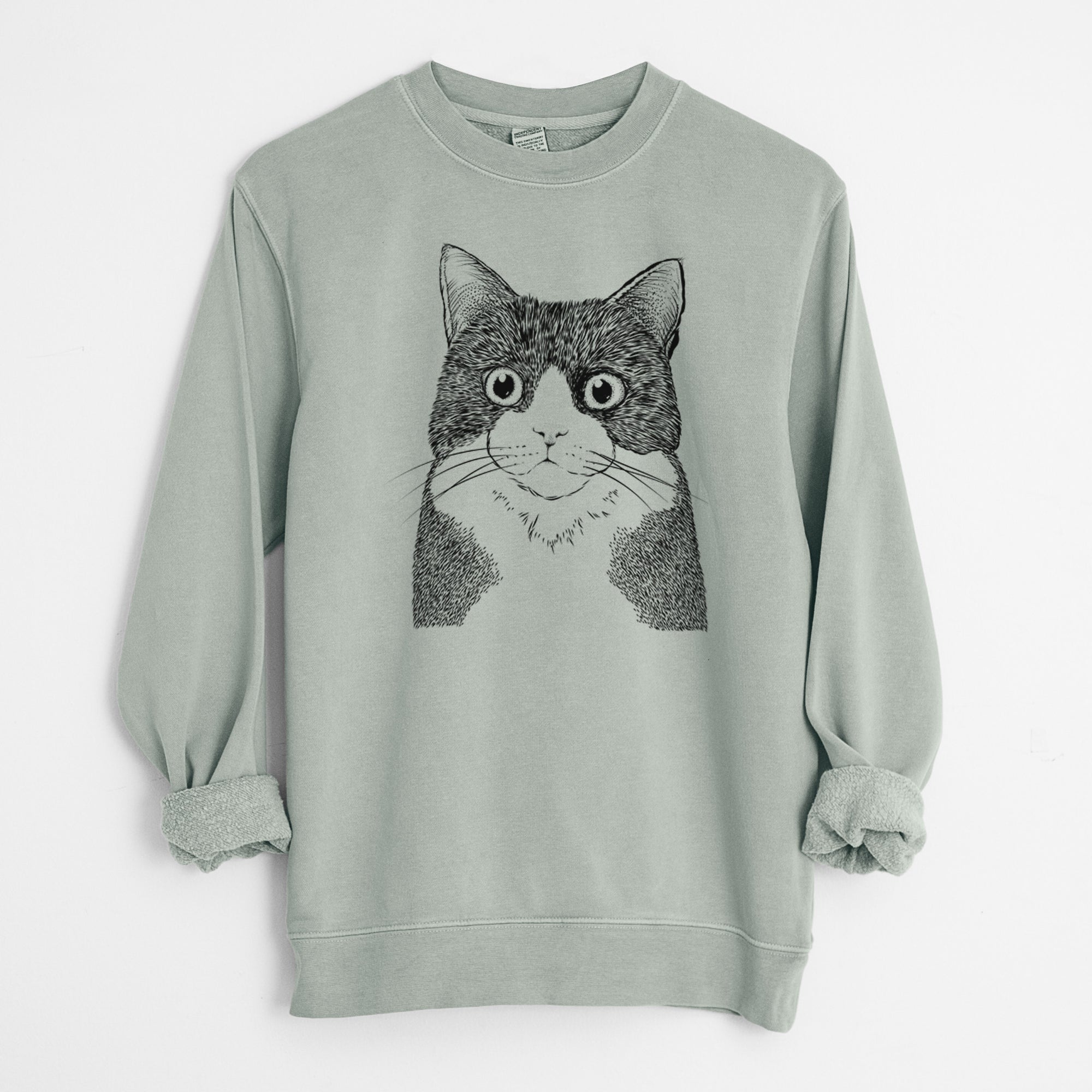 Bare Tux the Tuxedo Cat - Unisex Pigment Dyed Crew Sweatshirt