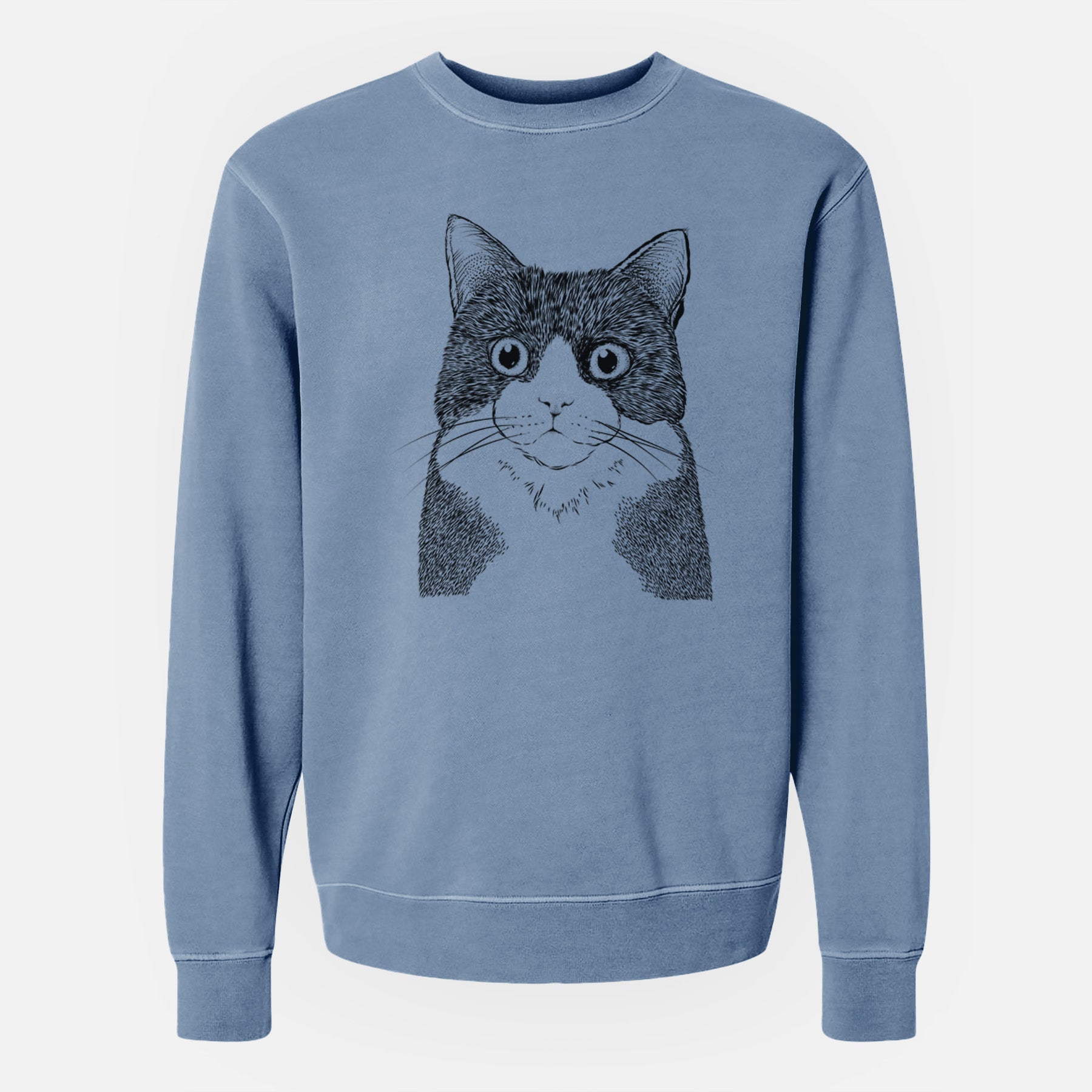 Bare Tux the Tuxedo Cat - Unisex Pigment Dyed Crew Sweatshirt