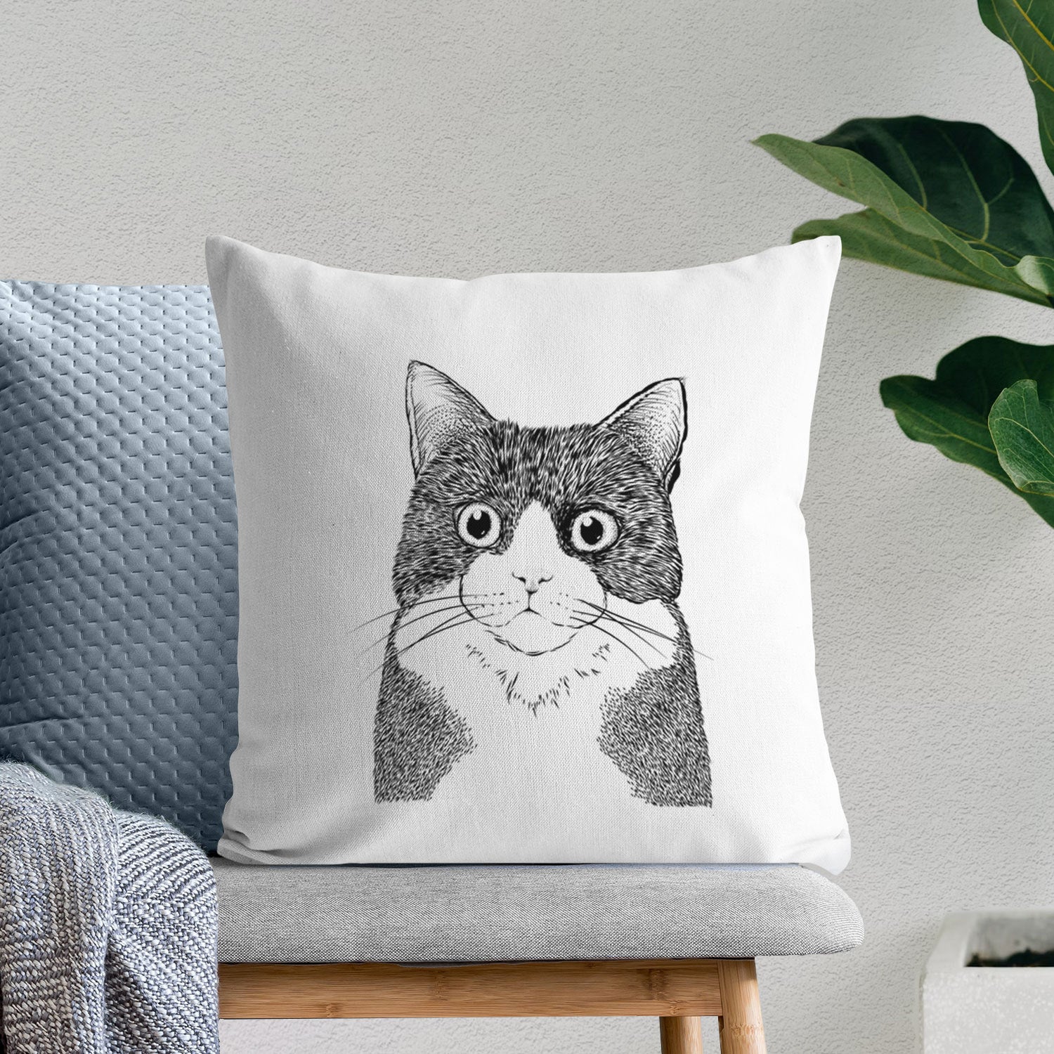 Tux the Tuxedo Cat - Throw Pillow Cover