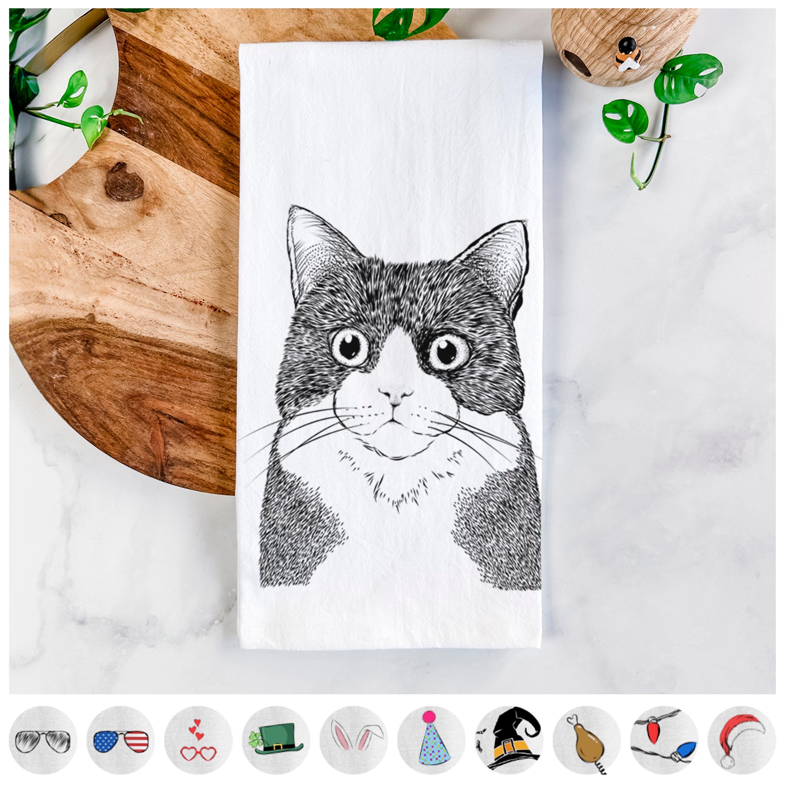 Tux the Tuxedo Cat Tea Towel