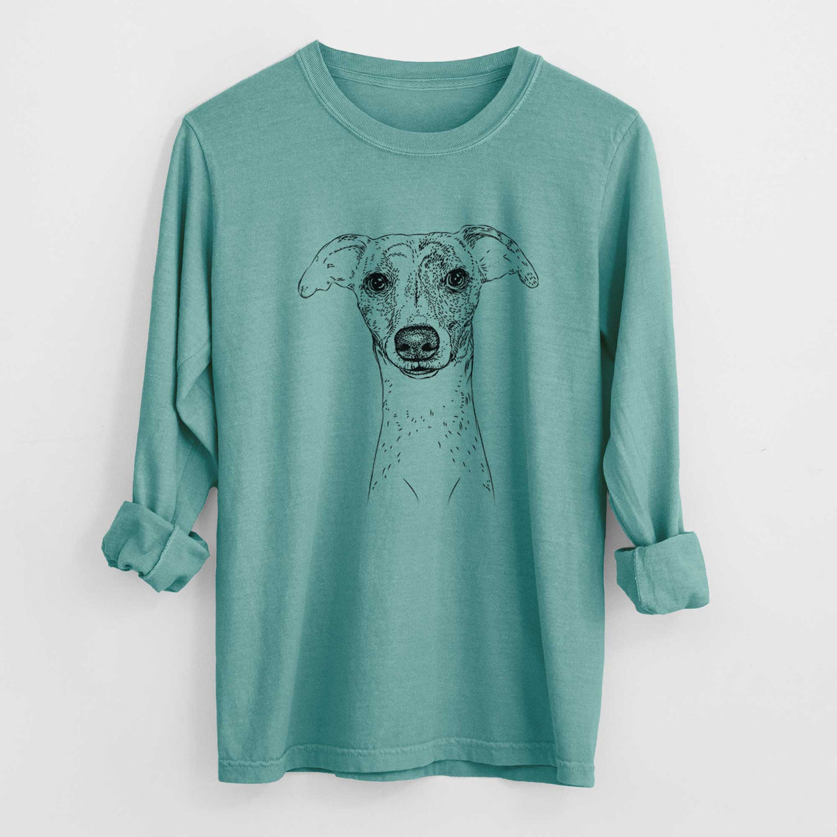 Bare Twiggy the Whippet - Men&#39;s Heavyweight 100% Cotton Long Sleeve