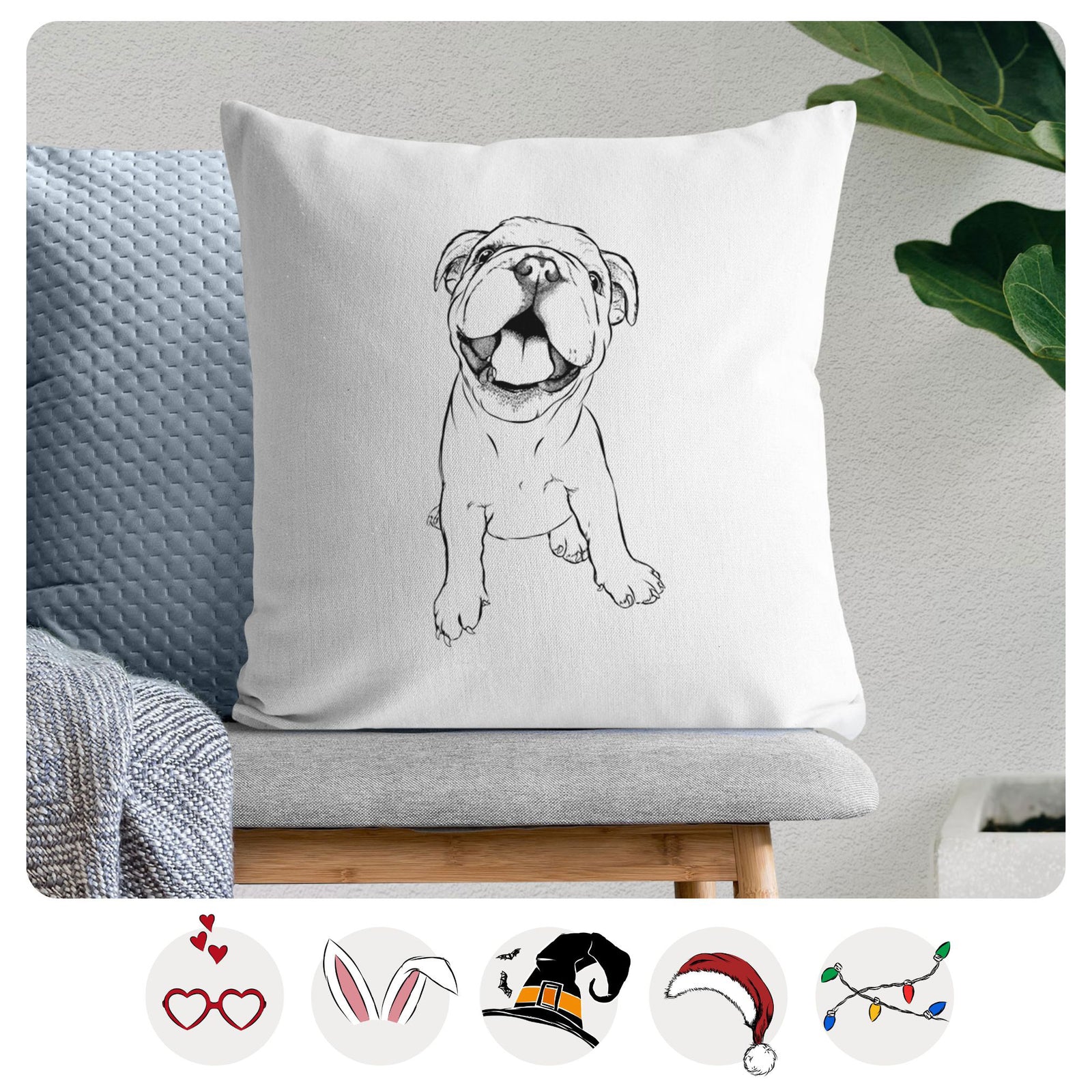 Tyke the English Bulldog - Throw Pillow Cover