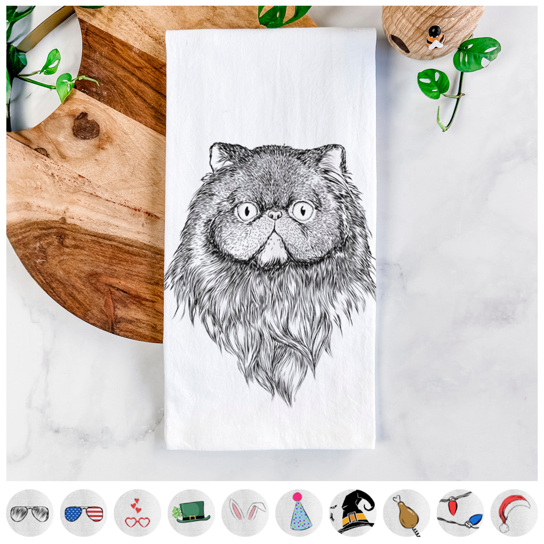 Vader the Persian Cat Tea Towel