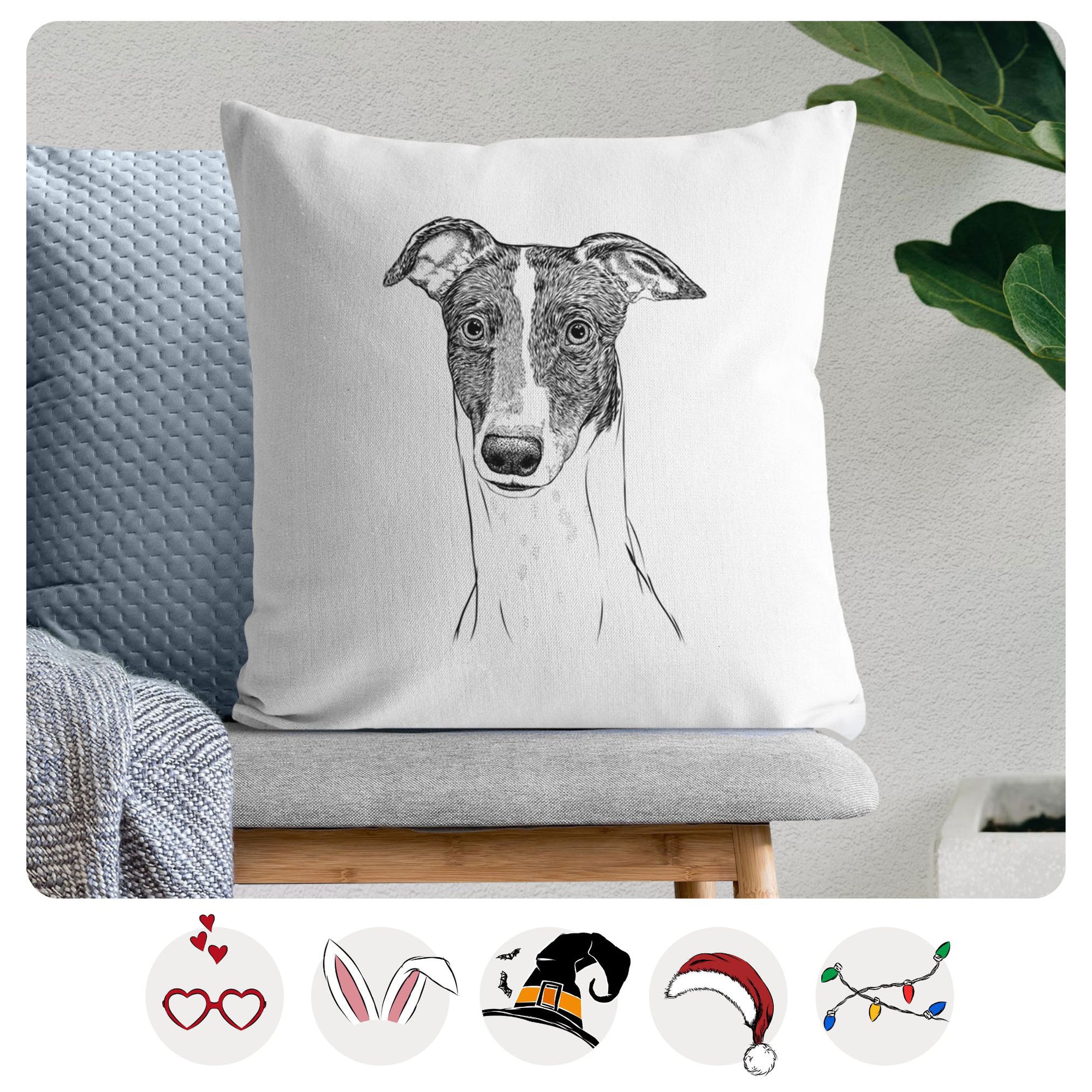 Vyncent the Greyhound - Throw Pillow Cover