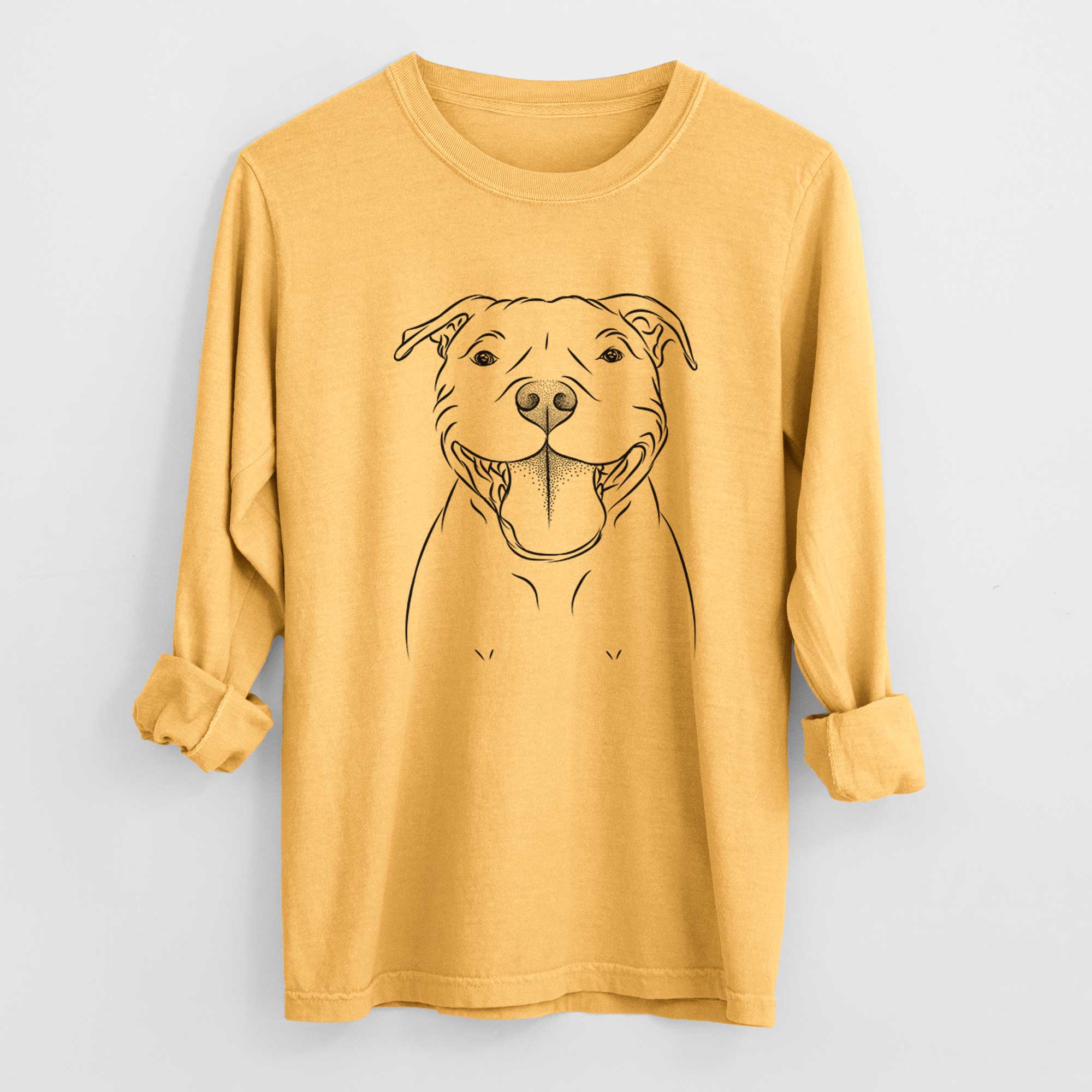 Bare Wafer the Staffordshire Bull Terrier - Men's Heavyweight 100% Cotton Long Sleeve