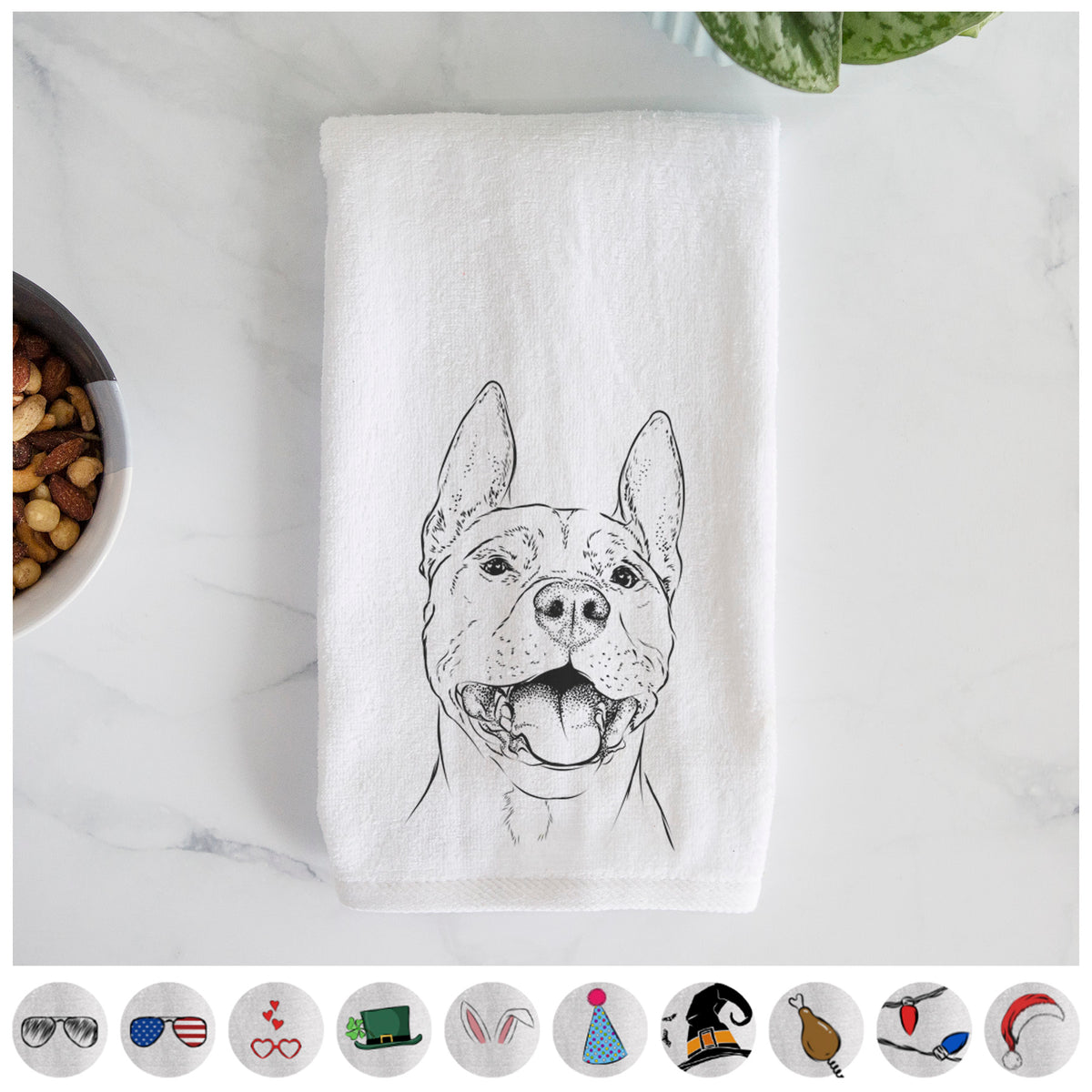 Wally the Pitbull Decorative Hand Towel