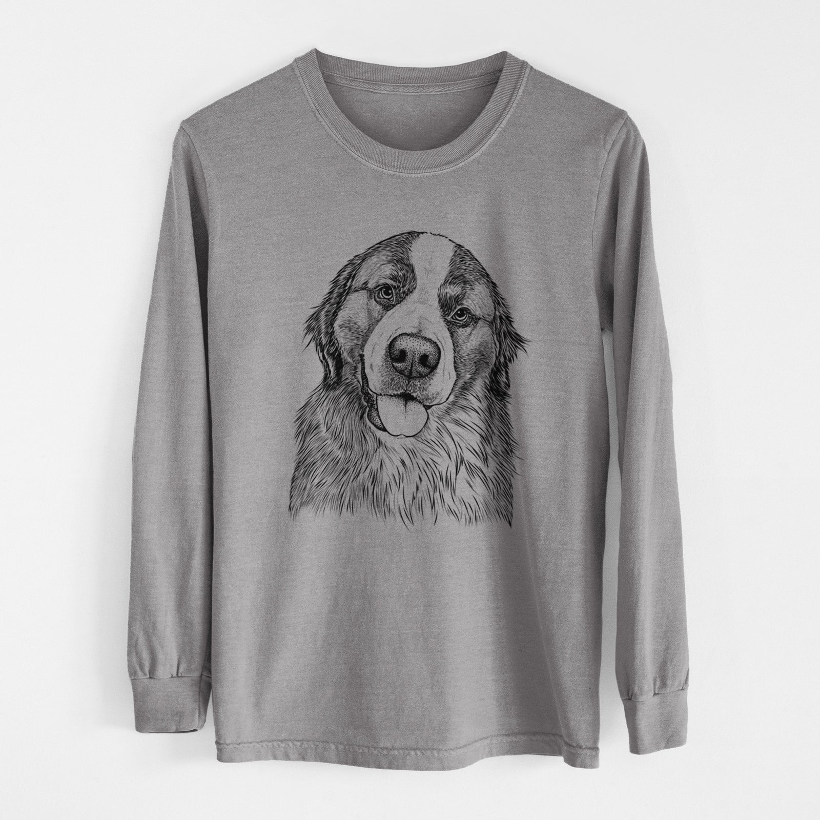 Bare Walter the Bernese Mountain Dog Mix - Men's Heavyweight 100% Cotton Long Sleeve