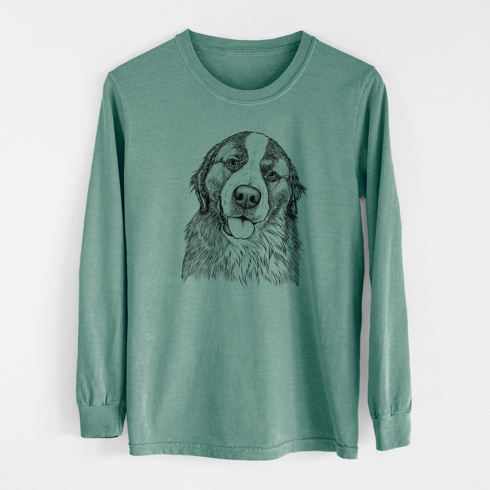 Bare Walter the Bernese Mountain Dog Mix - Men's Heavyweight 100% Cotton Long Sleeve